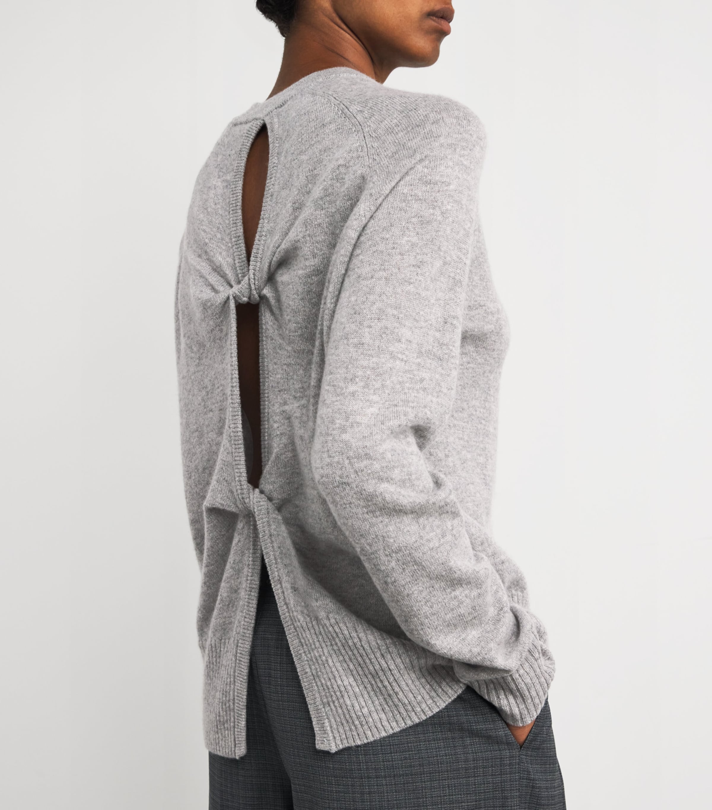Cashmere Twist-Back Sweater GREY MARLE Image 6