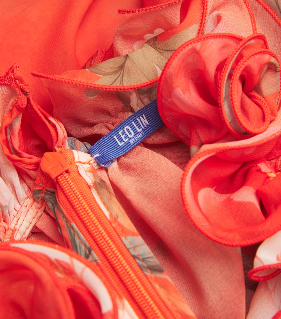 Leo Lin Floral Angela Maxi Dress - Orange - 10 Leo Lin Floral Angela Maxi Dress - Orange - 10