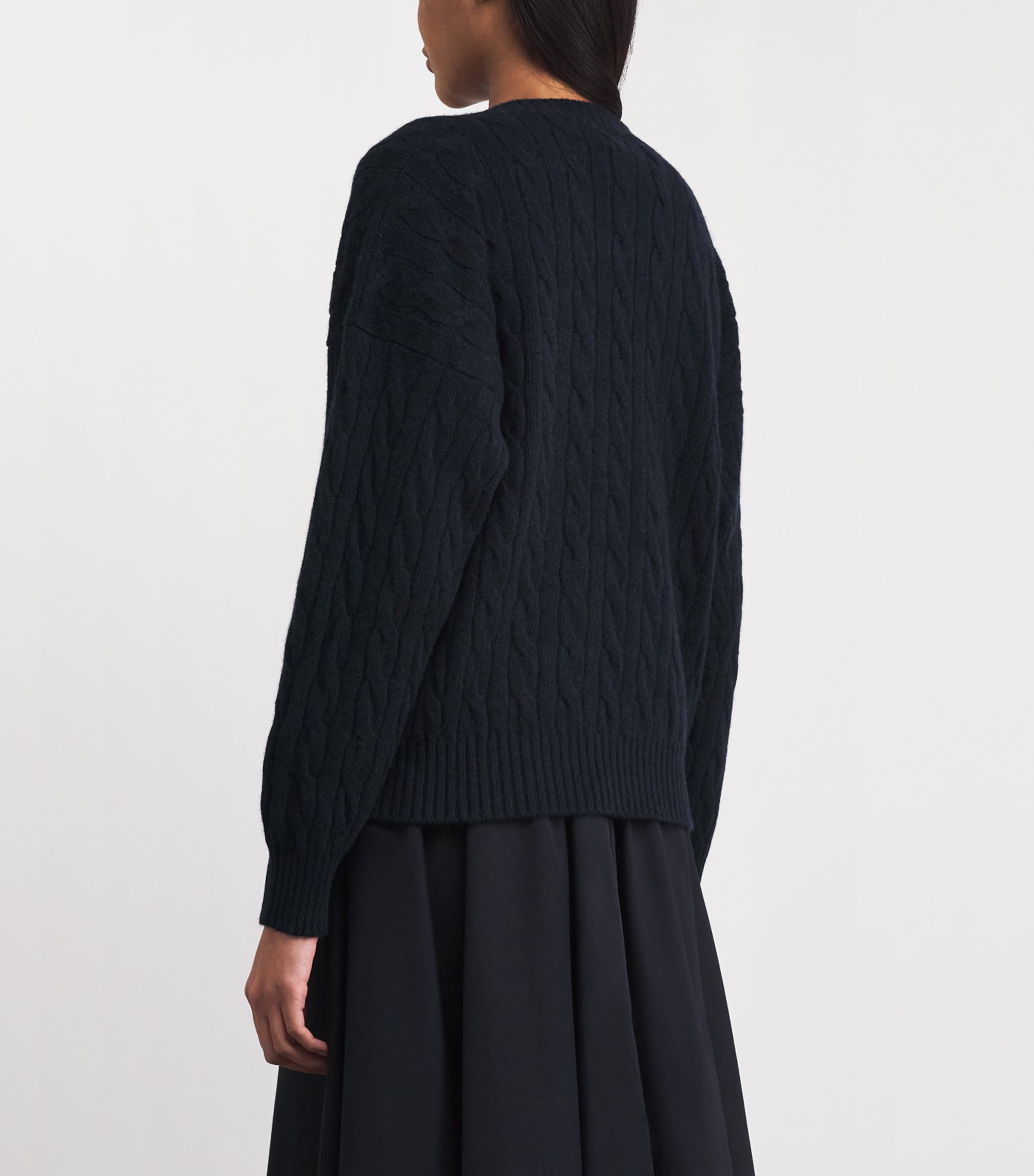Johnstons Of Elgin Womens Cashmere Cable-Knit Kylesku Sweater Ink Image 5