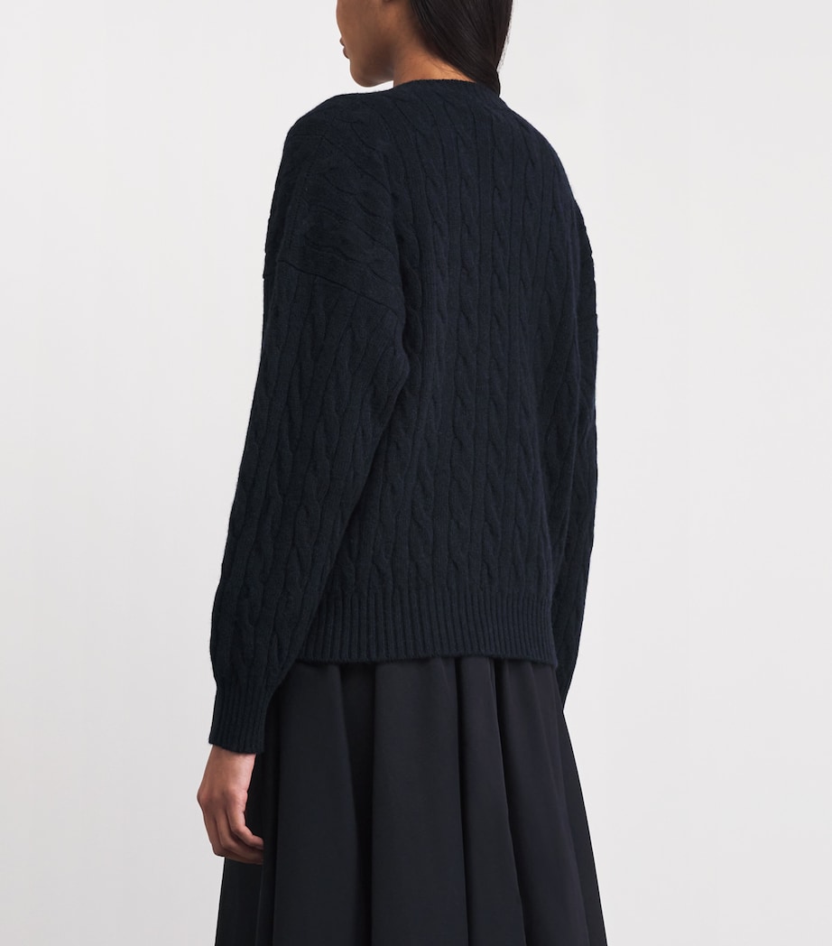 Johnstons Of Elgin Womens Cashmere Cable-Knit Kylesku Sweater Ink Image 5