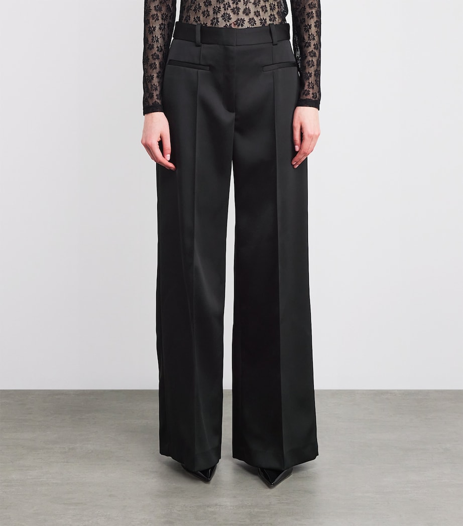 Satin High-Rise Straight Trousers BLACK Image 3