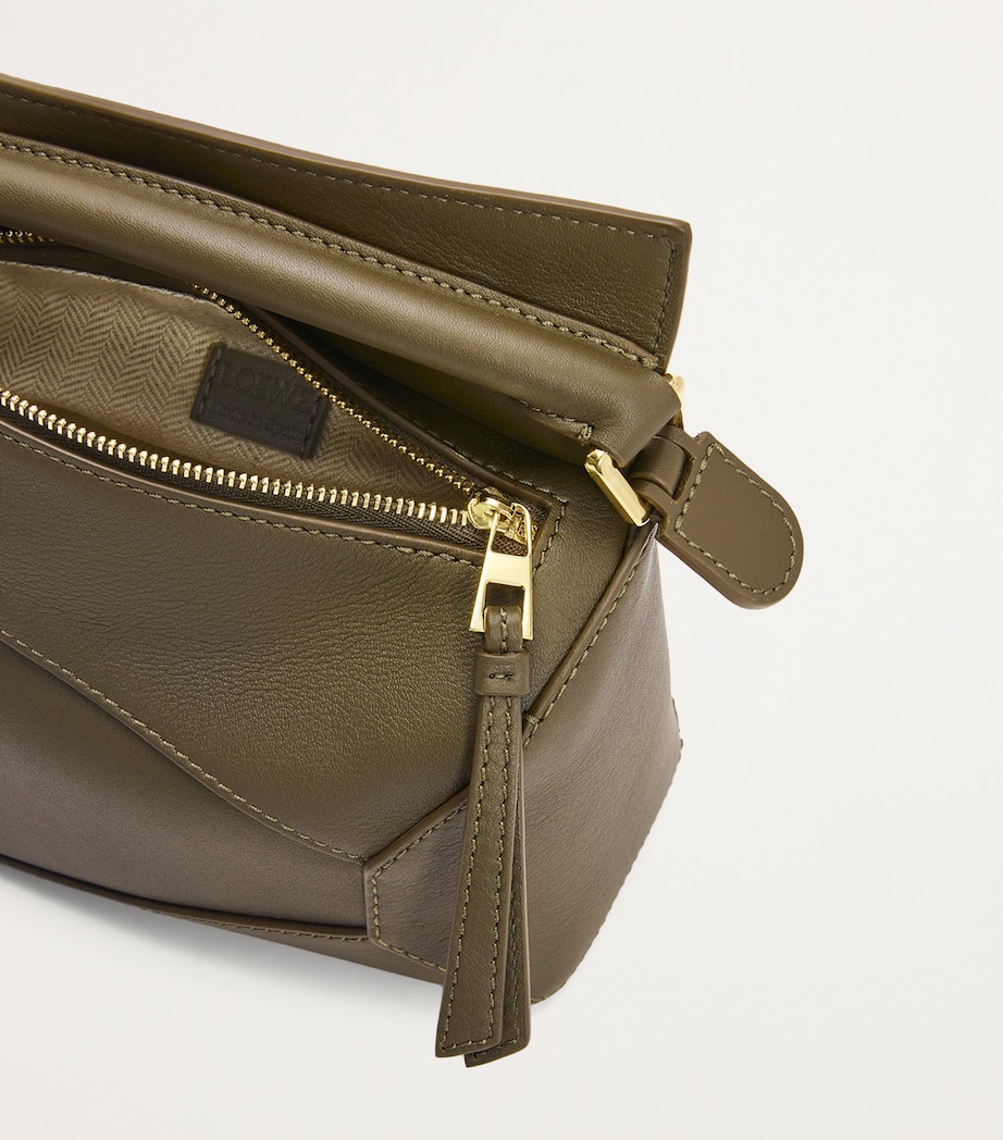 Mini Leather Puzzle Edge Top-Handle Bag DARK KHAKI GREEN Image 6