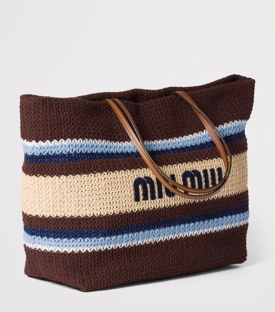 Miu Miu Woven Raffia-Effect Tote Bag Image 3