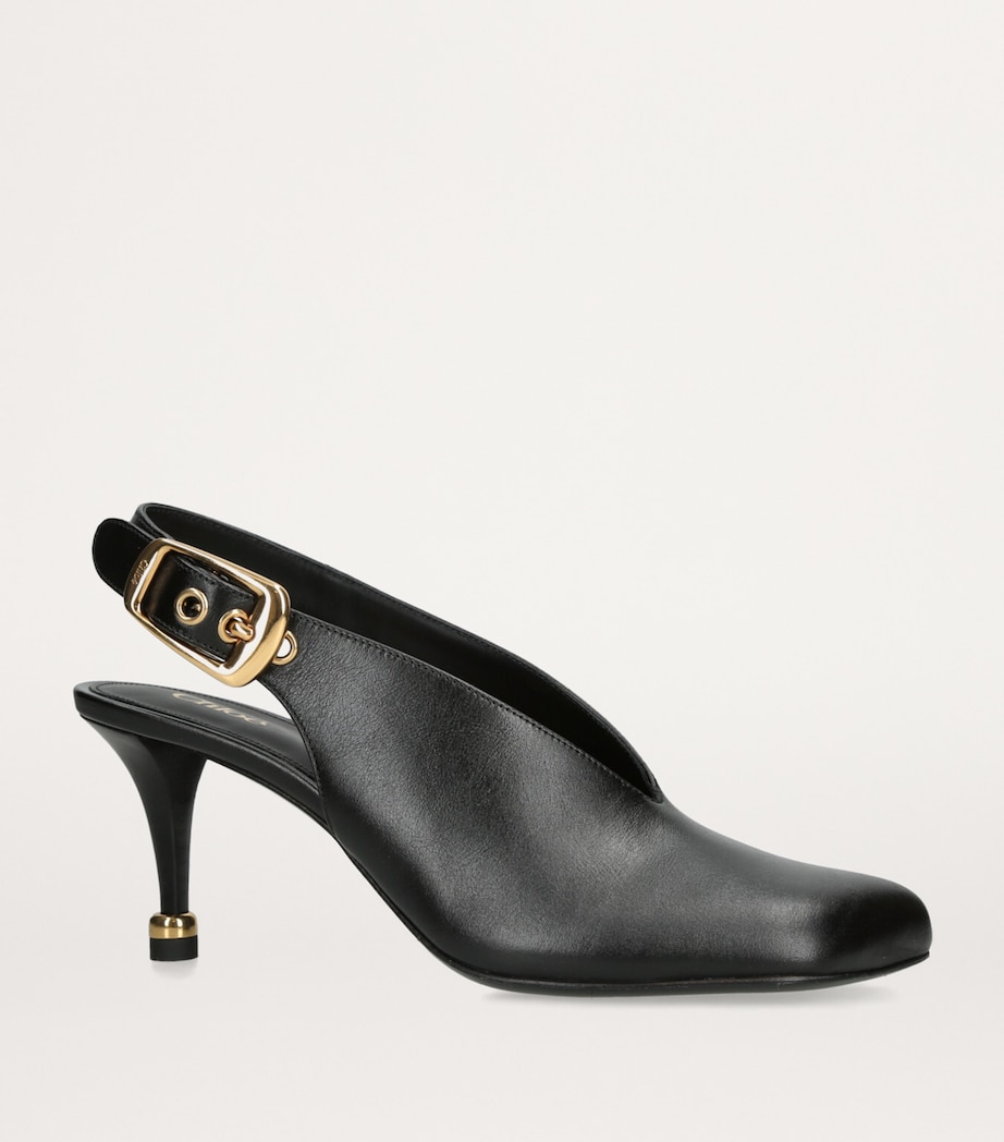 Leather Andrea Slingback Pumps 70 BLACK Image 3