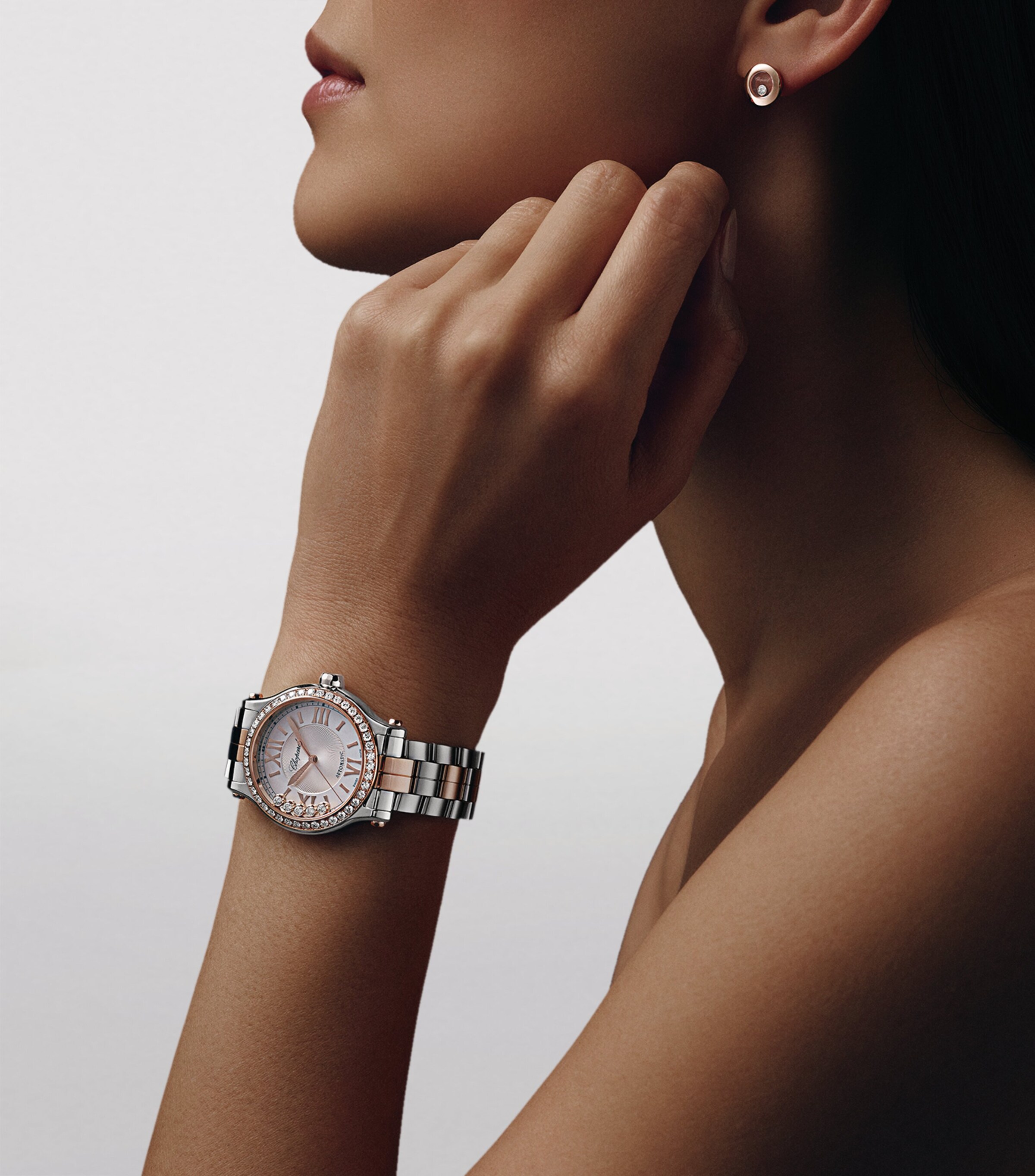 Rose Gold, Stainless Steel and Diamond Happy Sport Automatic Watch 33mm ROSE GOLD/STAINLESS Image 8