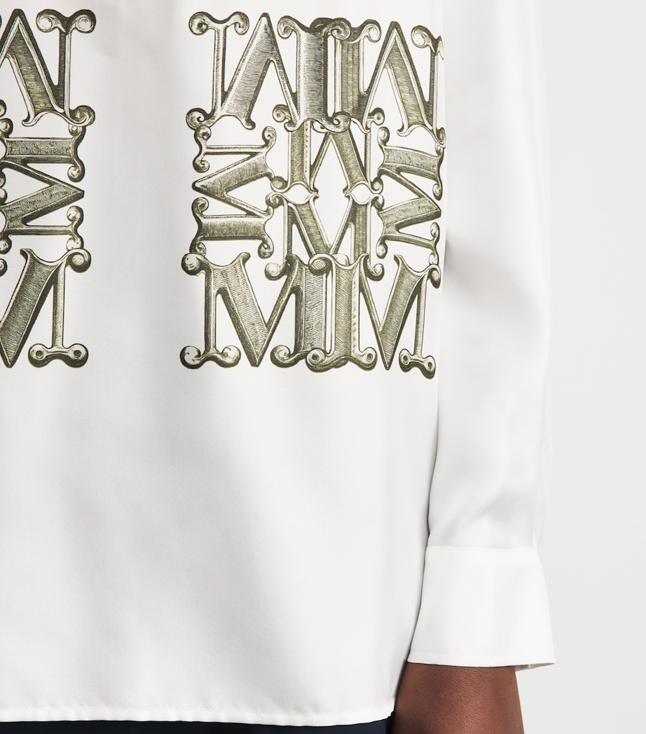 Max Mara Womens Silk Monogram Shirt Kaki Image 3