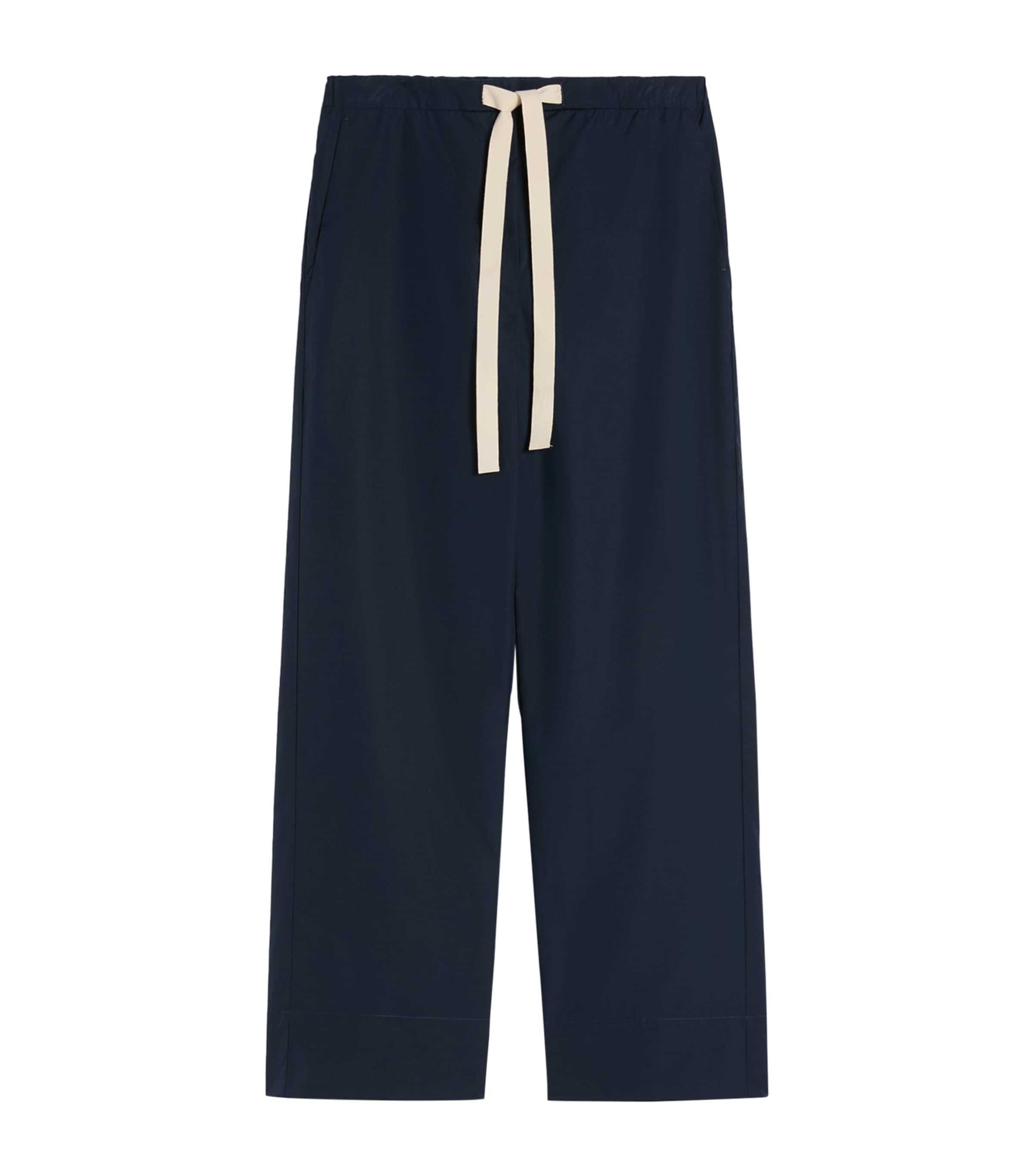 Max Mara Womens Cotton Argento Wide-Leg Trousers Midnightblue Image 1