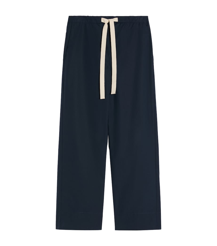 Max Mara Womens Cotton Argento Wide-Leg Trousers Midnightblue Image 1