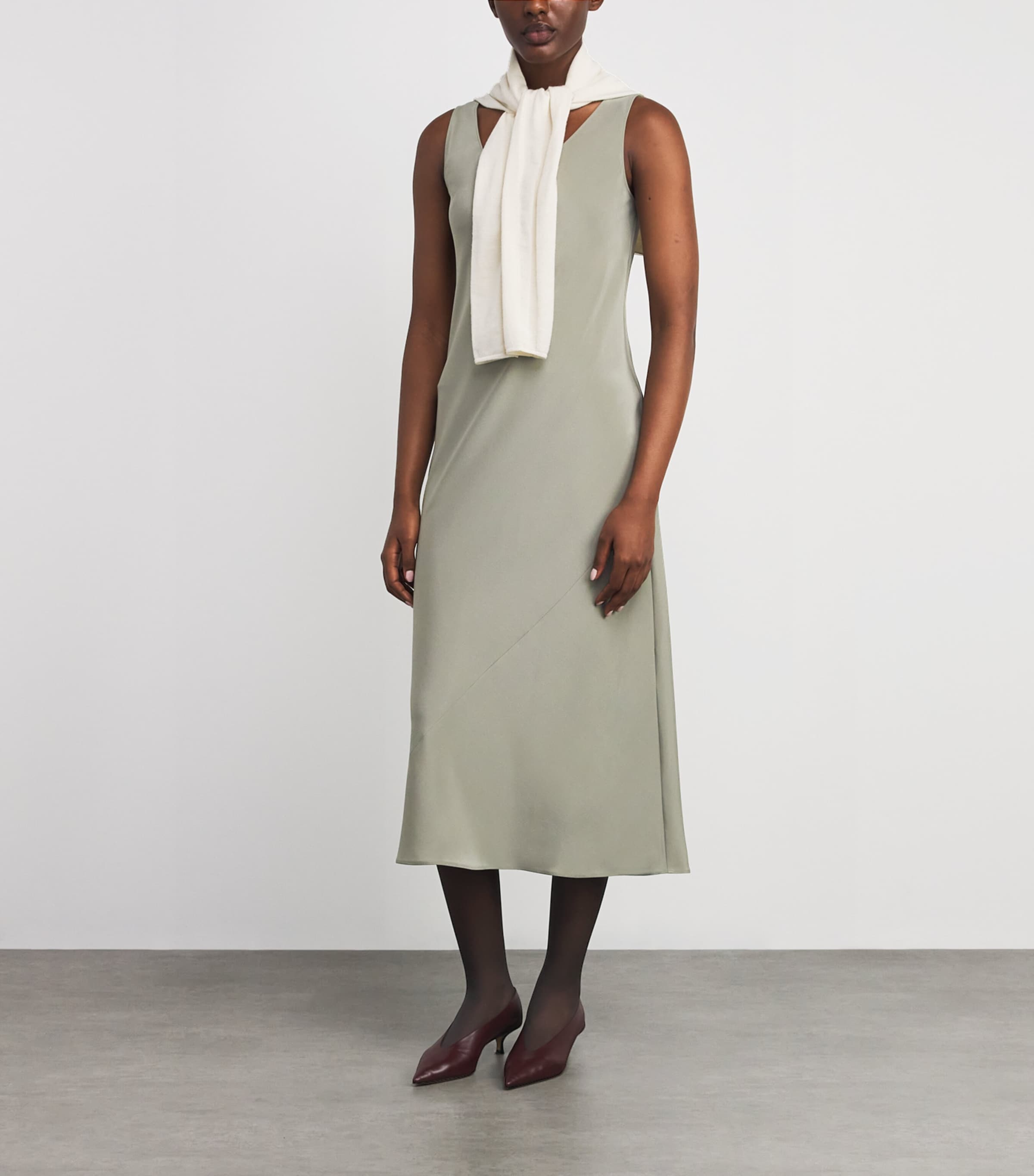 Silk Midi Dress SAGE GREEN Image 2
