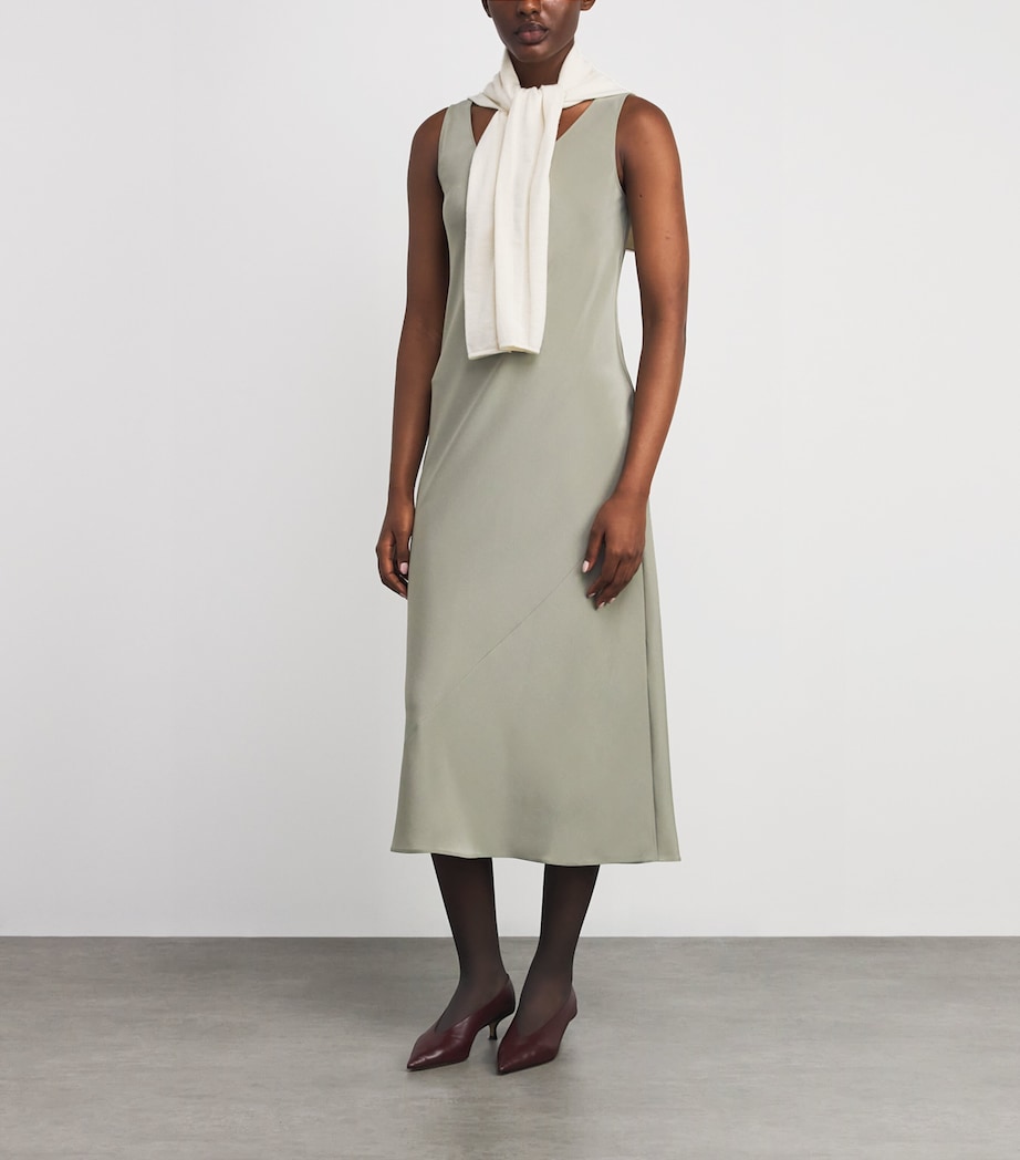 Silk Midi Dress SAGE GREEN Image 2