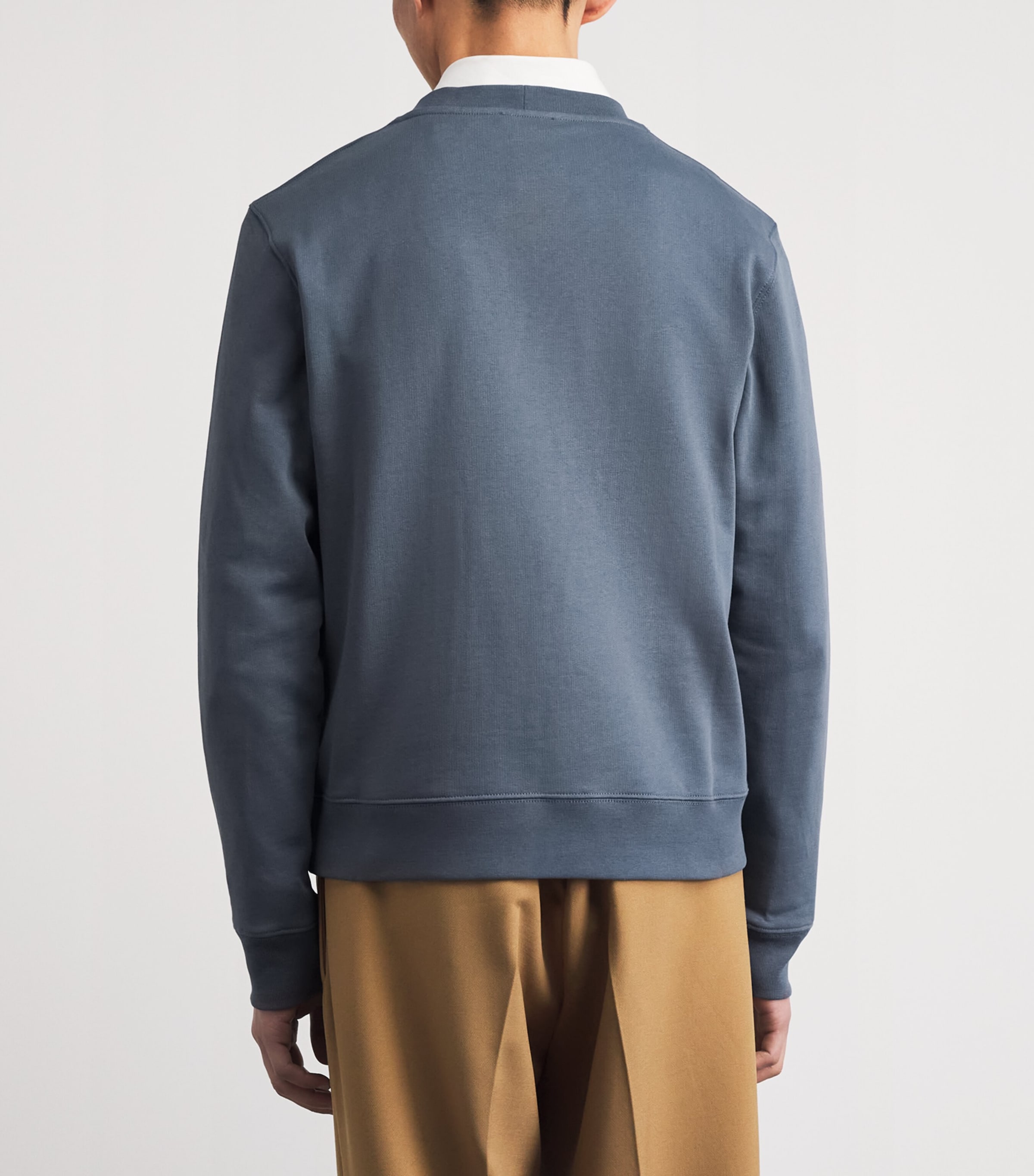 Sandro Paris Mens Cotton Logo Sweatshirt Grey / Blu Image 5