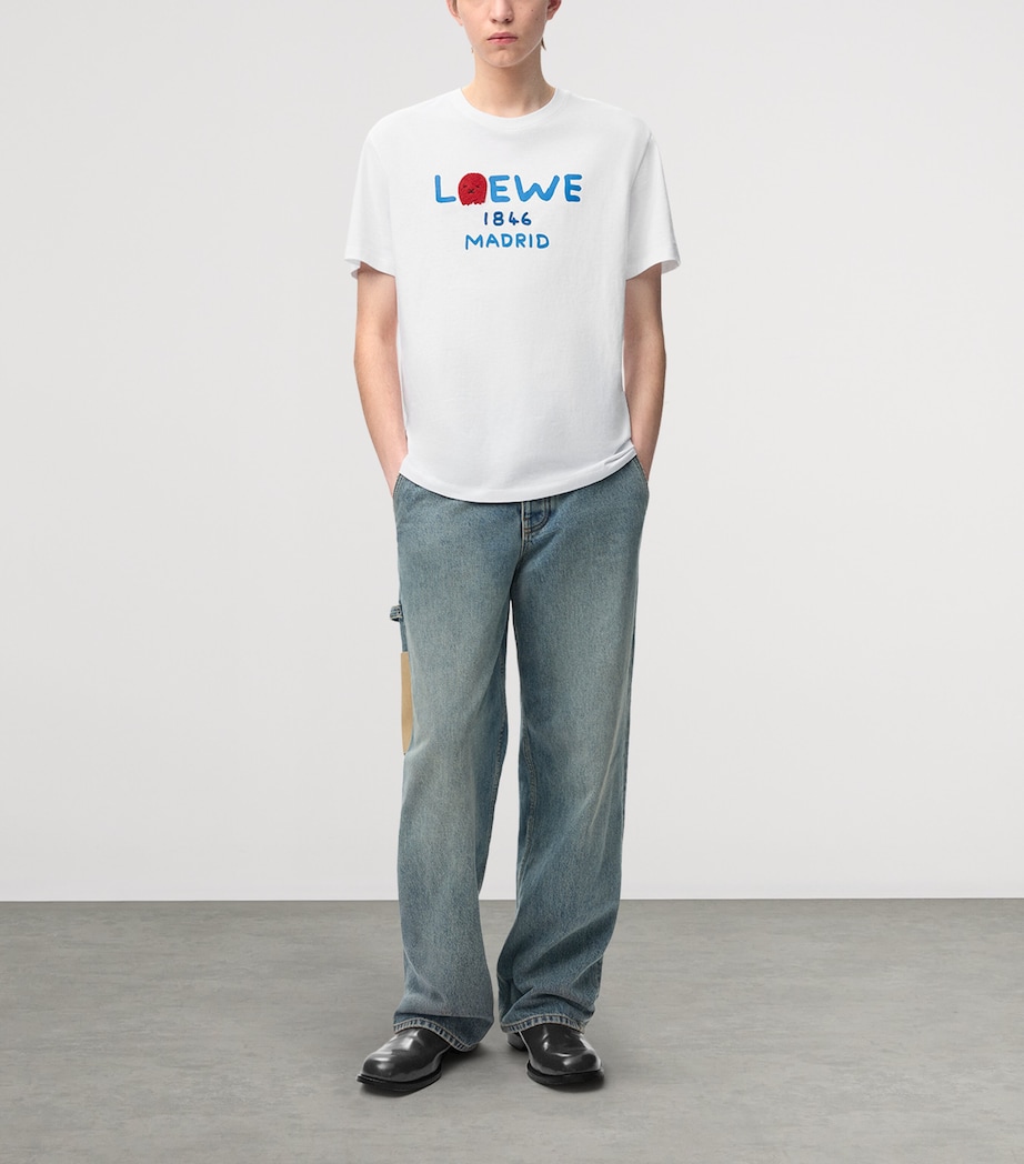 LOEWE Mens Cotton Relaxed Lion T-Shirt White Image 2