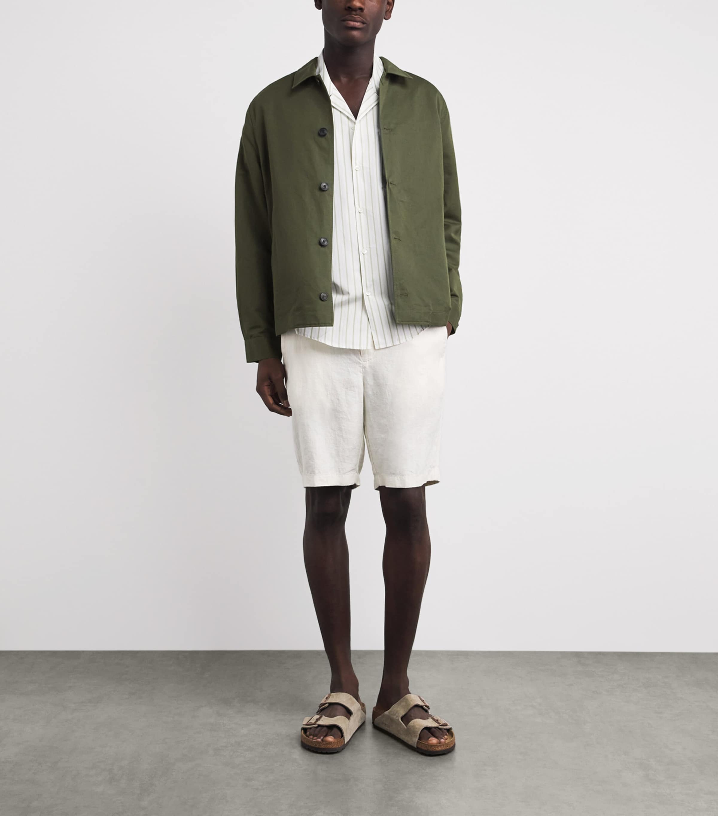 Sunspel Mens Cotton-Linen Field Jacket Gniz Deep Image 2