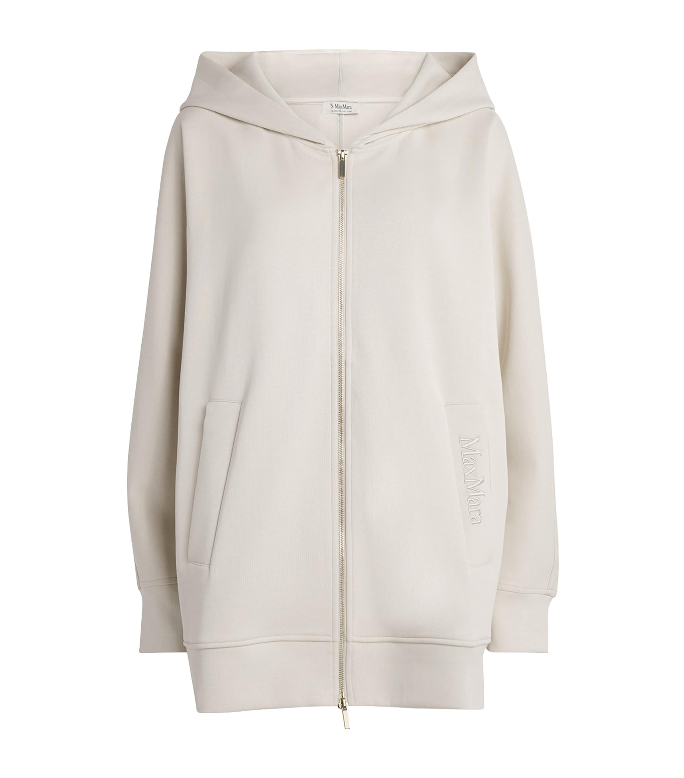 Max Mara Cotton-blend Jersey Hoodie In White
