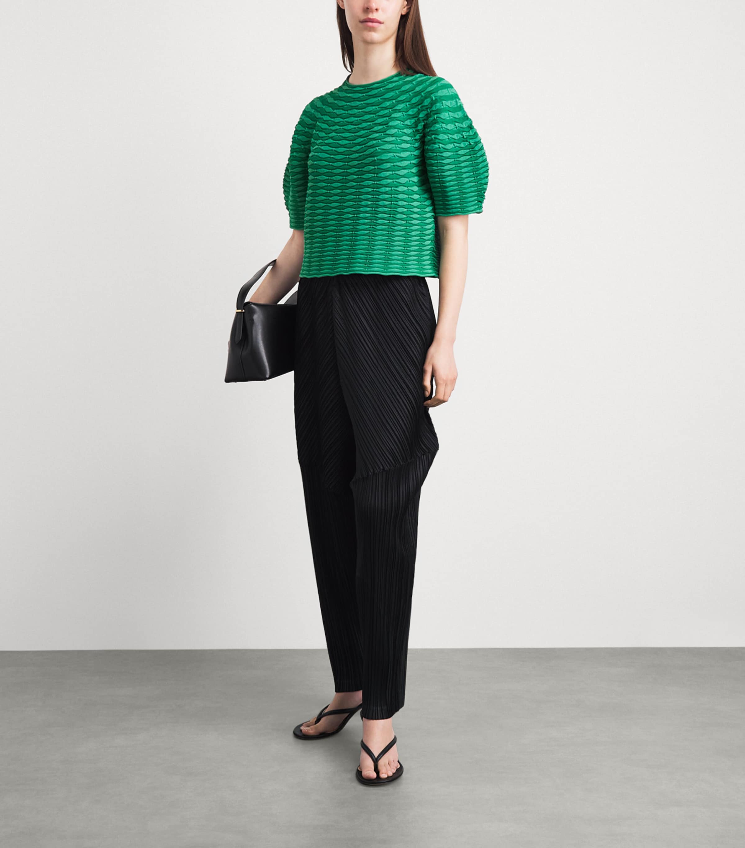Pleats Please Issey Miyake Womens Colourful Mushroom Knit Top Grass Green Image 2