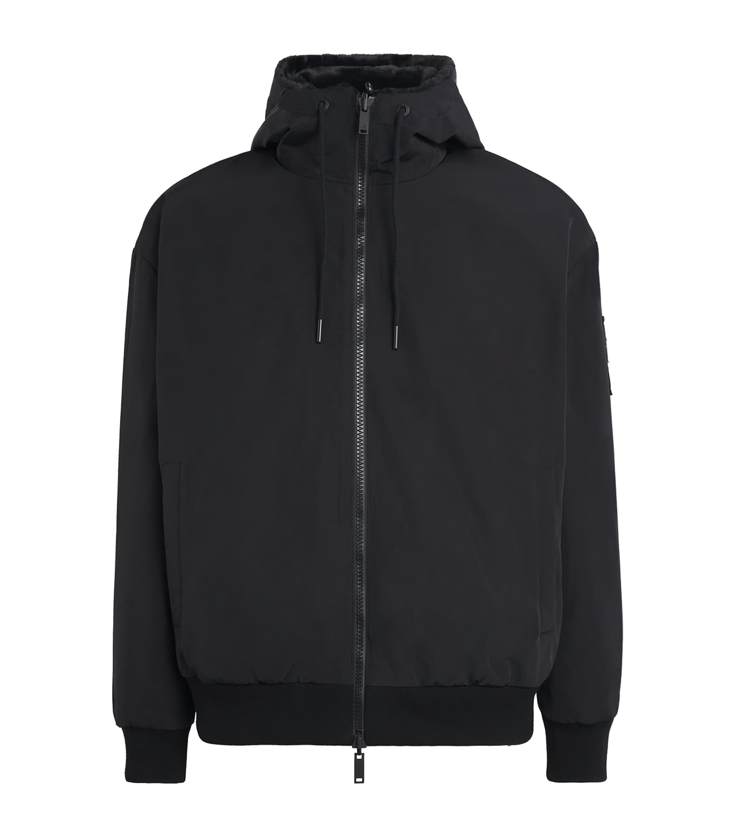 Moose Knuckles Reversible Roland Bunny Bomber Jacket In Black