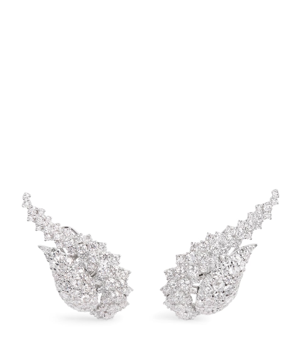 White Gold and Diamond Y-Couture State Stud Earrings