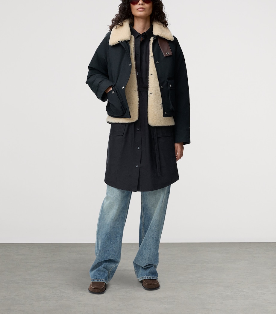 Shearling-Collar Jacket BLACK Image 2