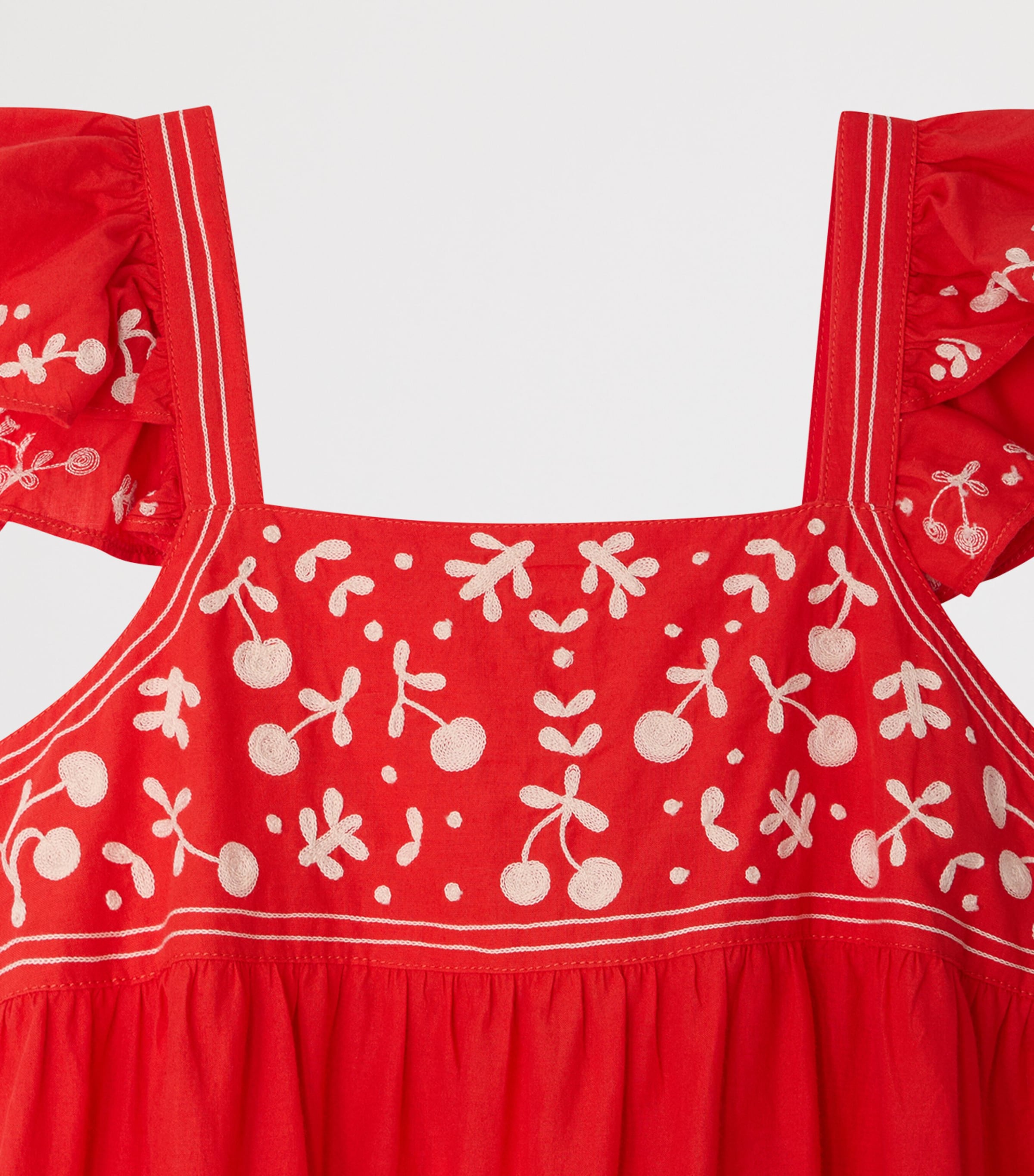 Bonpoint Cotton Tiered Cora Dress (10-14 Years) Coquelicot Image 3