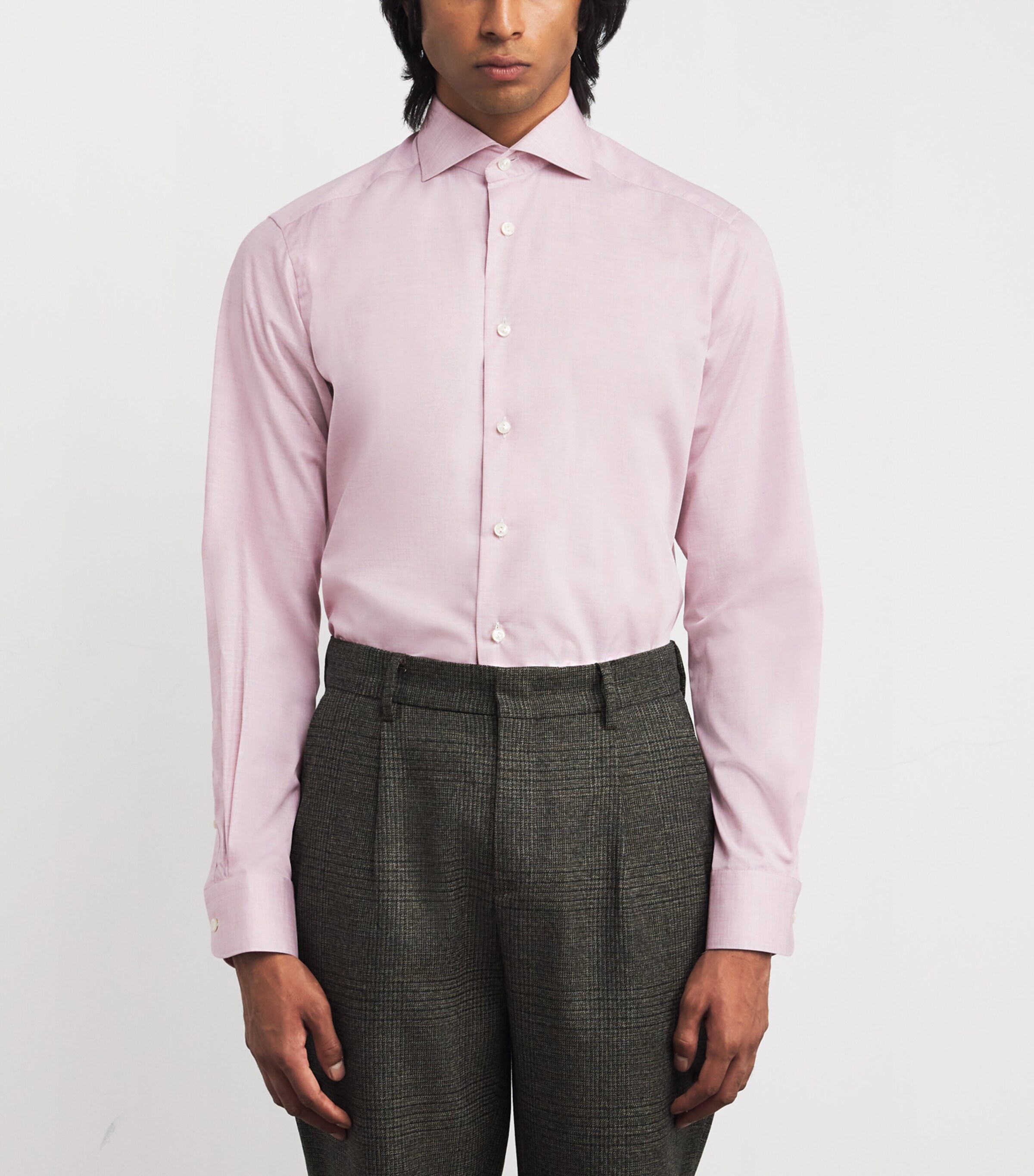 Eton Mens Cotton Fine Twill Shirt Pink Solid Image 3
