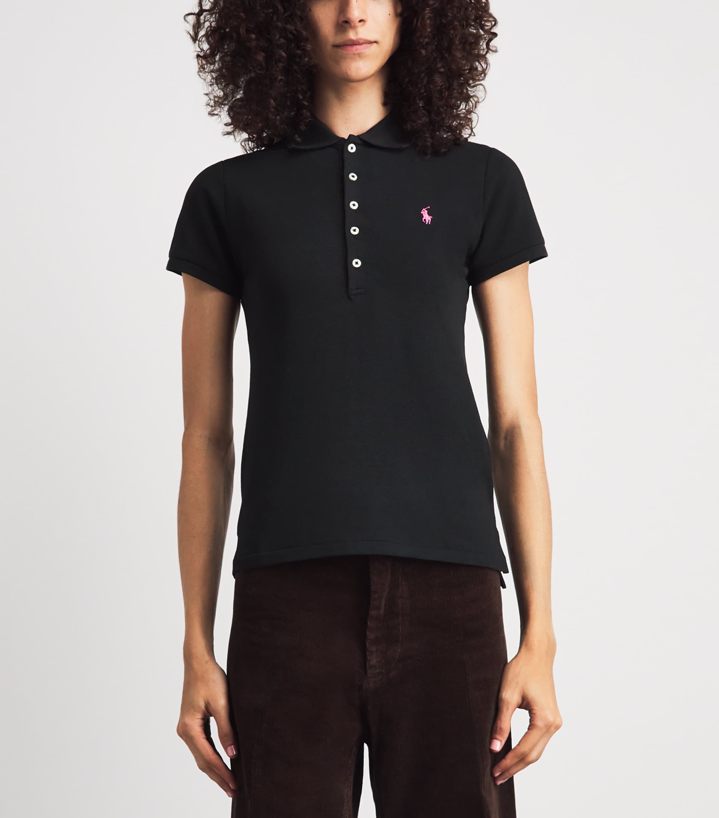 Polo Ralph Lauren Womens Stretch-Cotton Julie Polo Shirt Polo Black Image 4