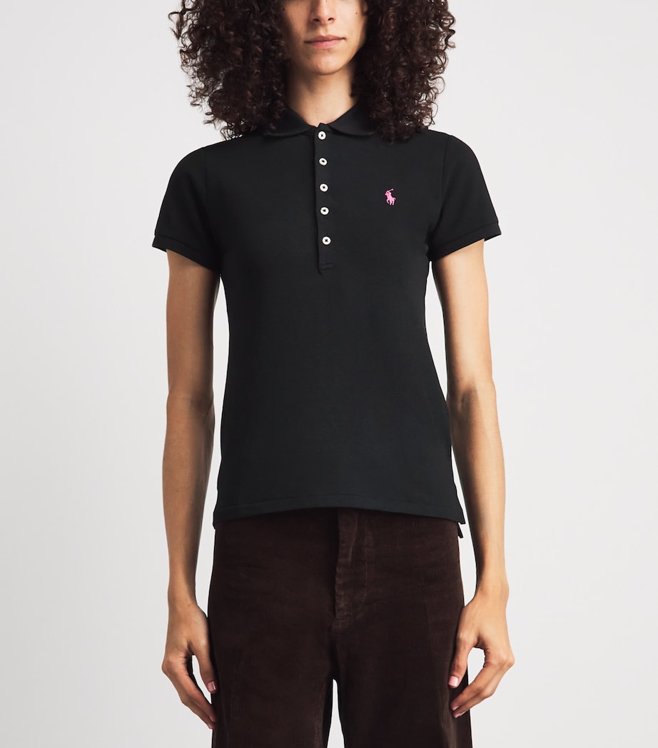 Polo Ralph Lauren Womens Stretch-Cotton Julie Polo Shirt Polo Black Image 4