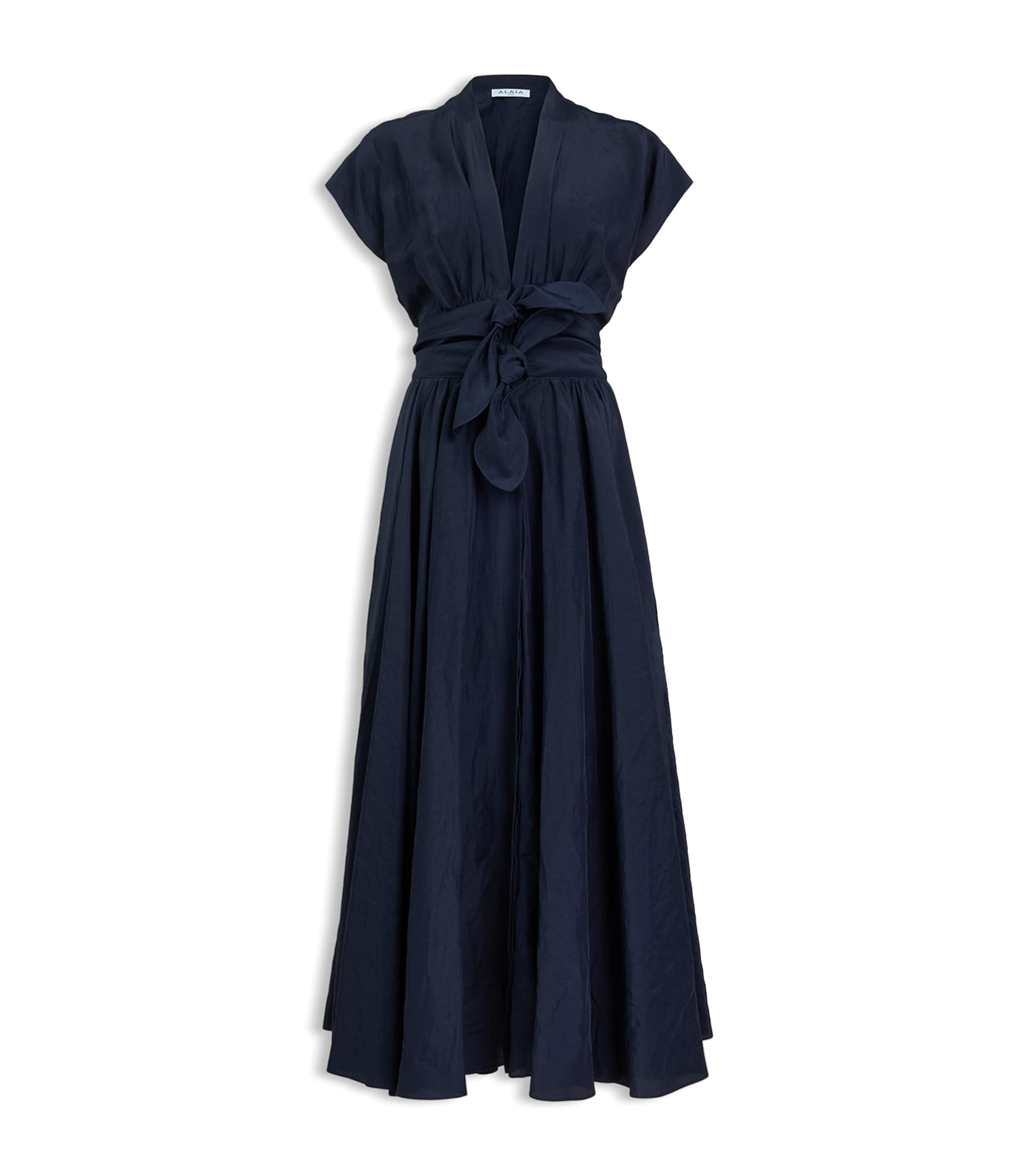 Alaïa Womens Linen-Blend Knot Midi Dress Night Image 1
