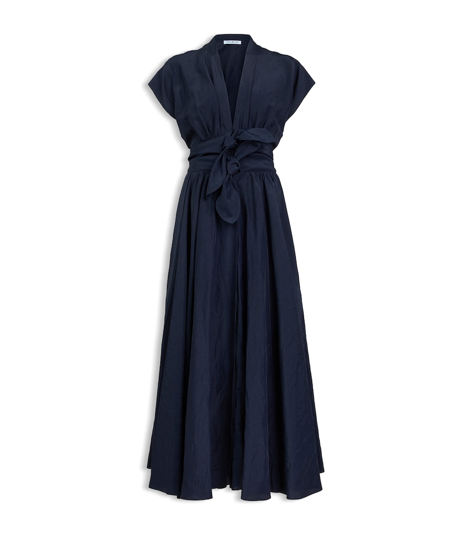 Alaïa Womens Linen-Blend Knot Midi Dress Night Image 1
