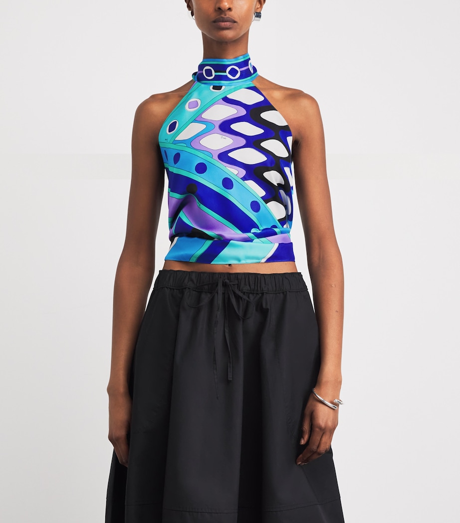 PUCCI Womens Silk Halterneck Scarf Top Image 4