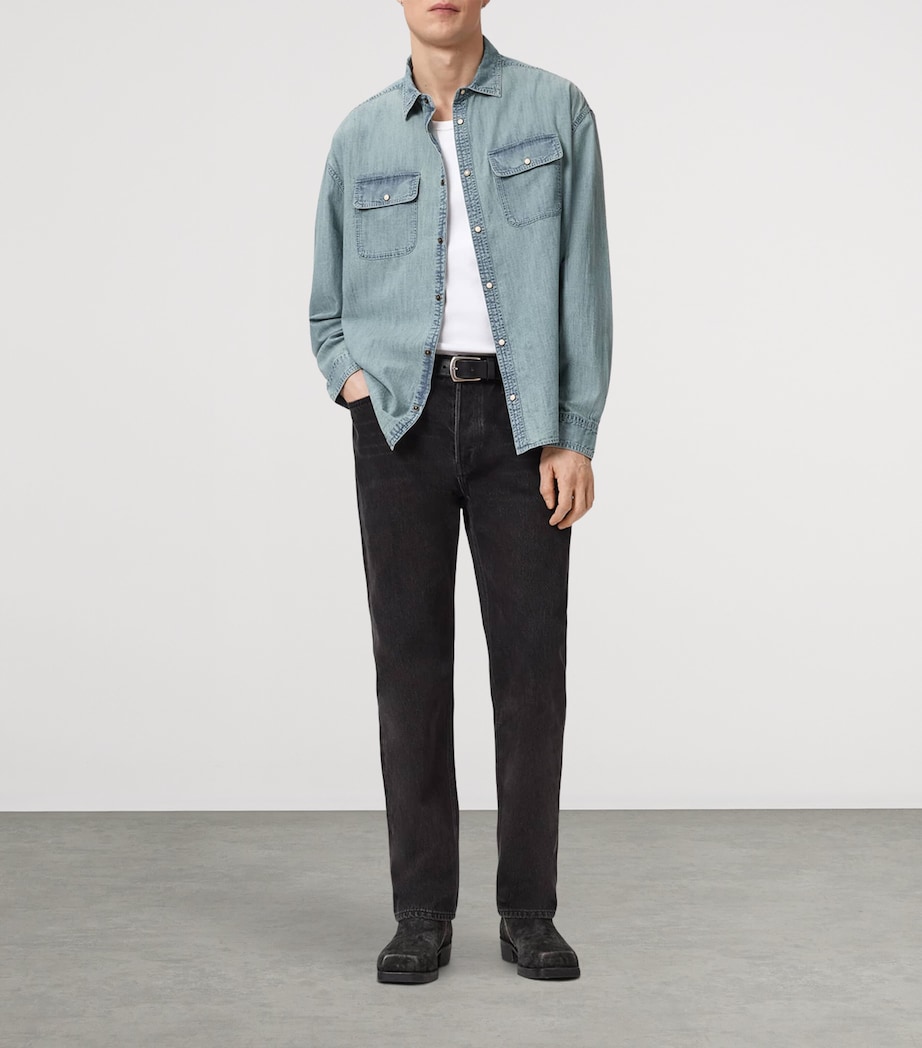 AllSaints Mens Oversized Gribbs Shirt Faded Indigo Image 2