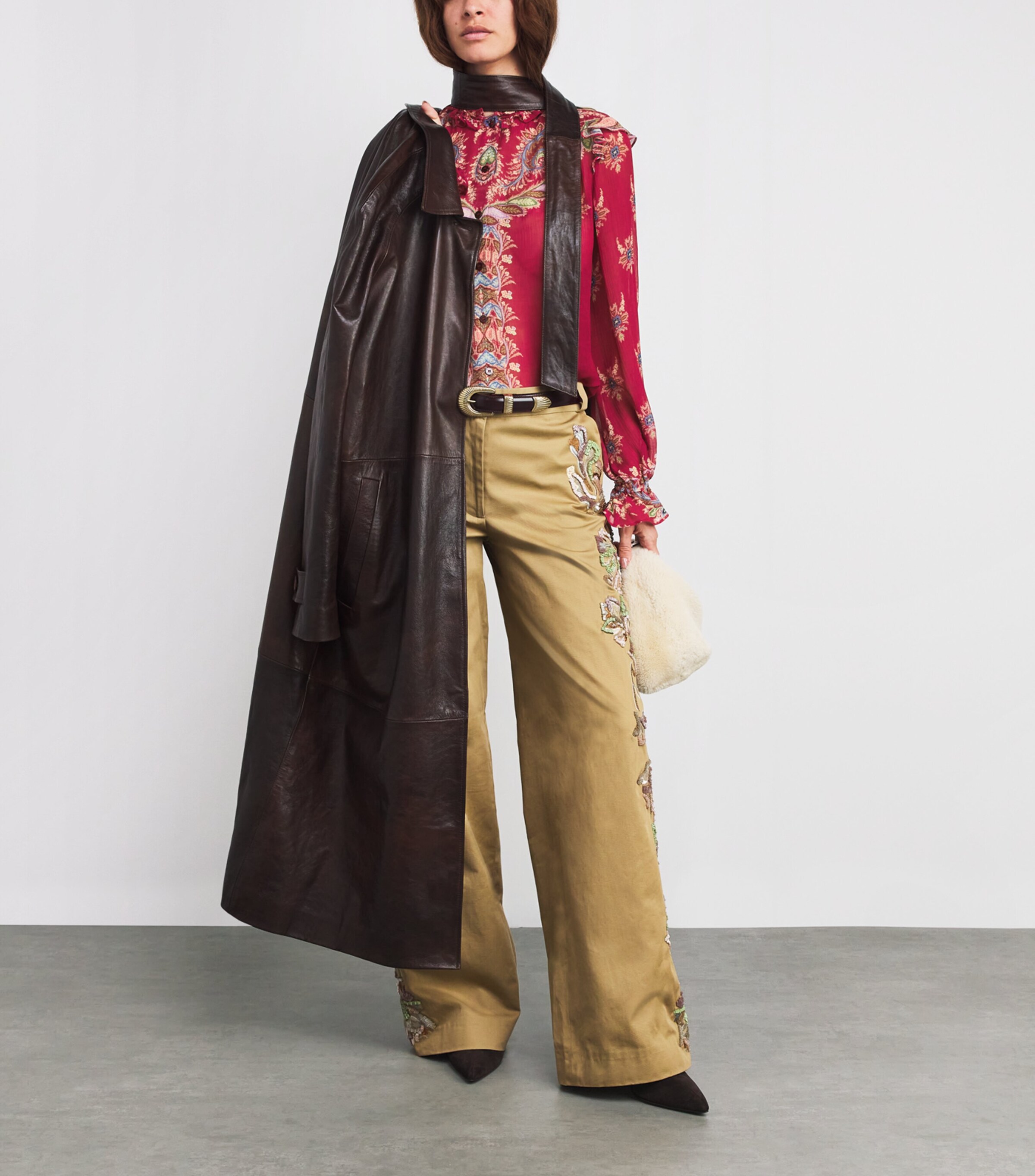 Ruffled Paisley Print Blouse X0868 Image 2