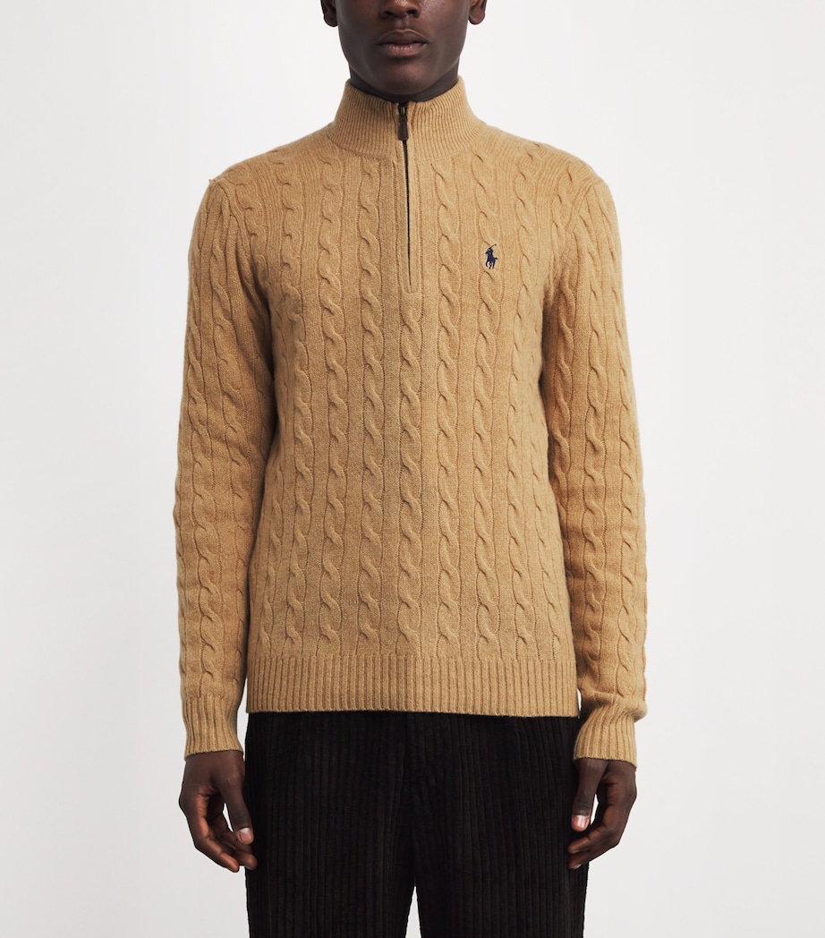 Wool-Cashmere Quarter-Zip Sweater BROWN Image 3
