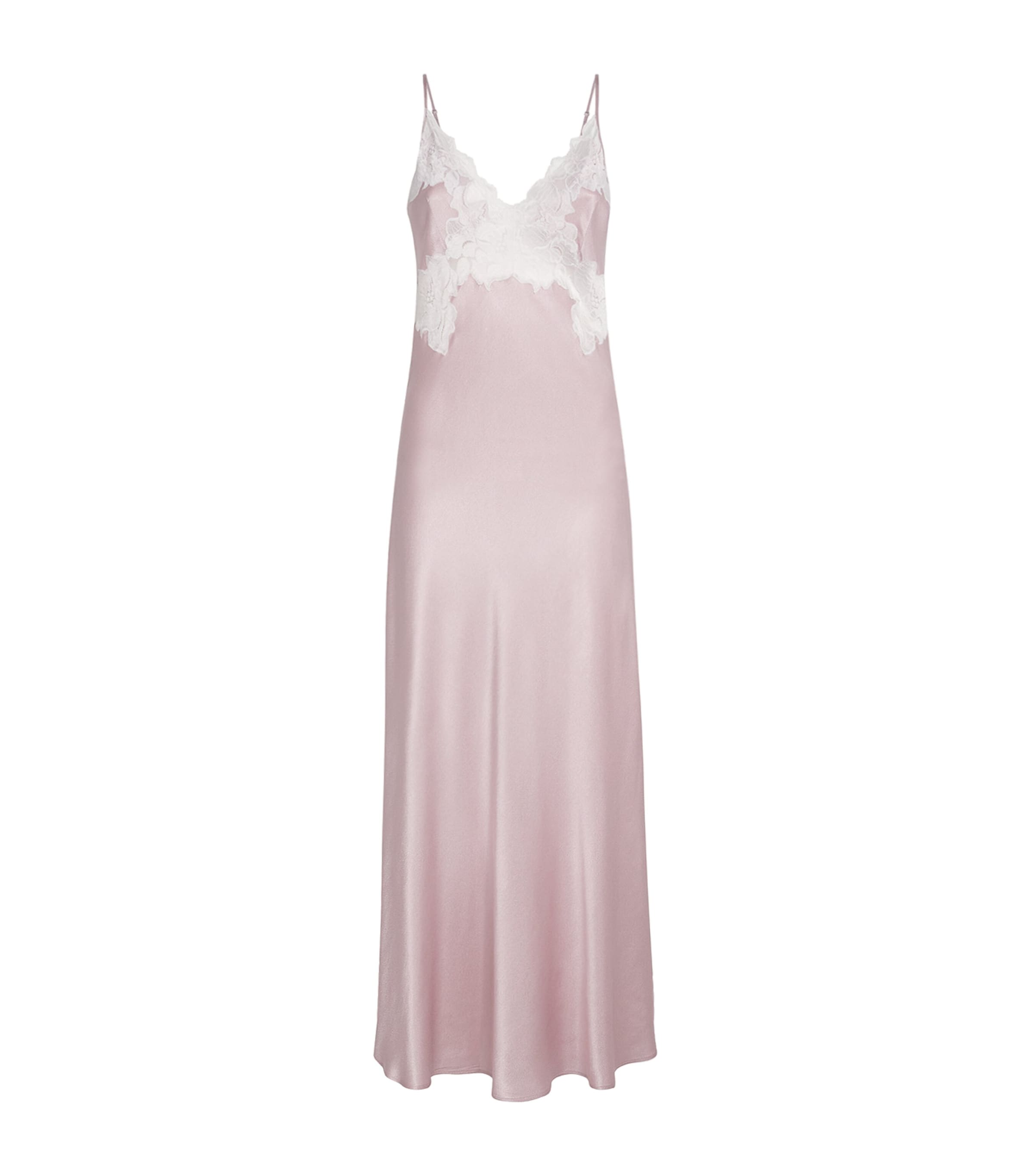 Bocan Satin Lace-trim Caroline Nightdress In Pink