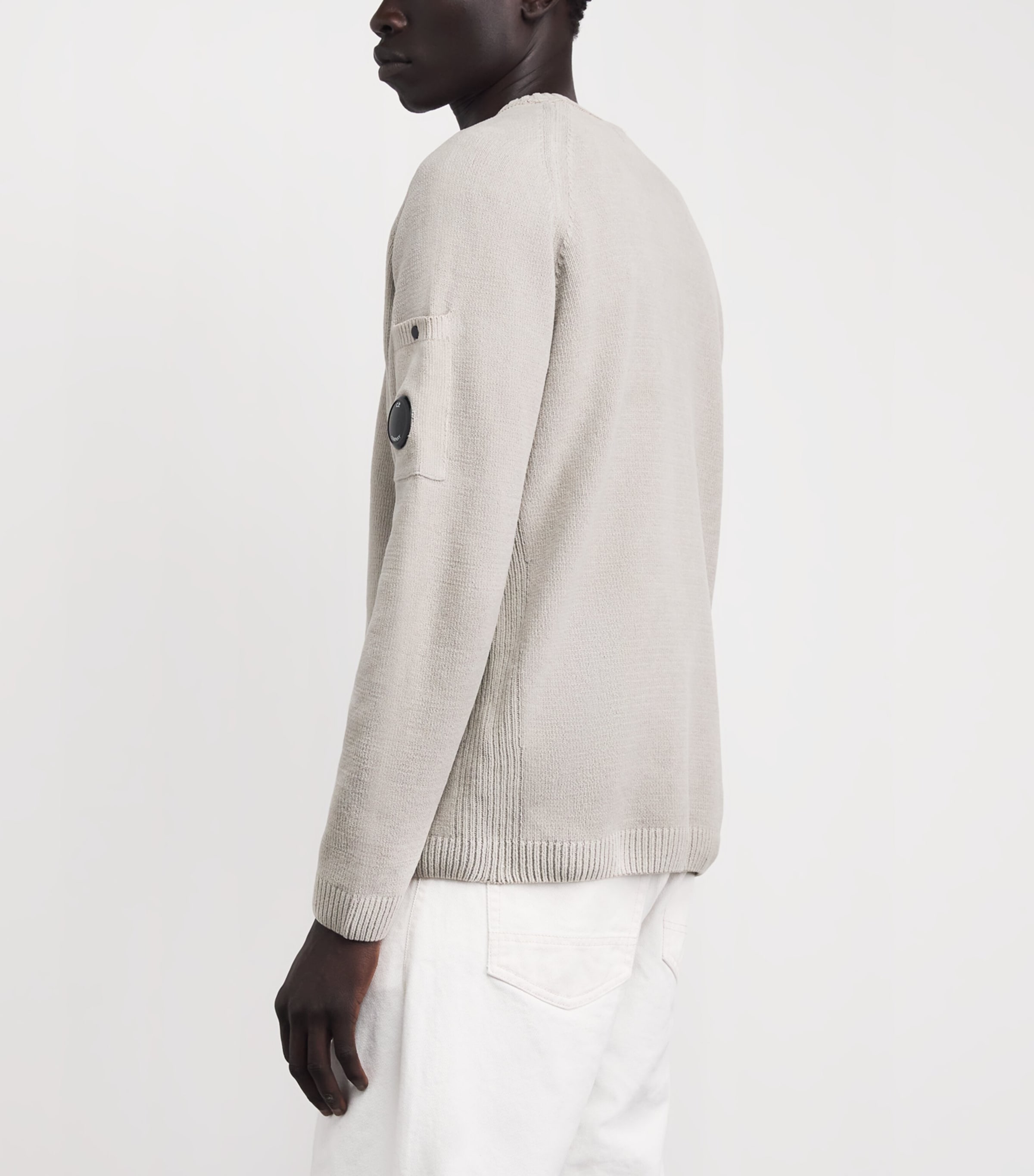 C.P. Company Mens Cotton Chenille Lens Sweater Dove Image 5