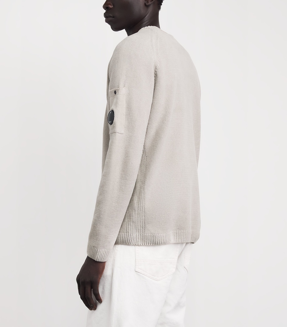 C.P. Company Mens Cotton Chenille Lens Sweater Dove Image 5