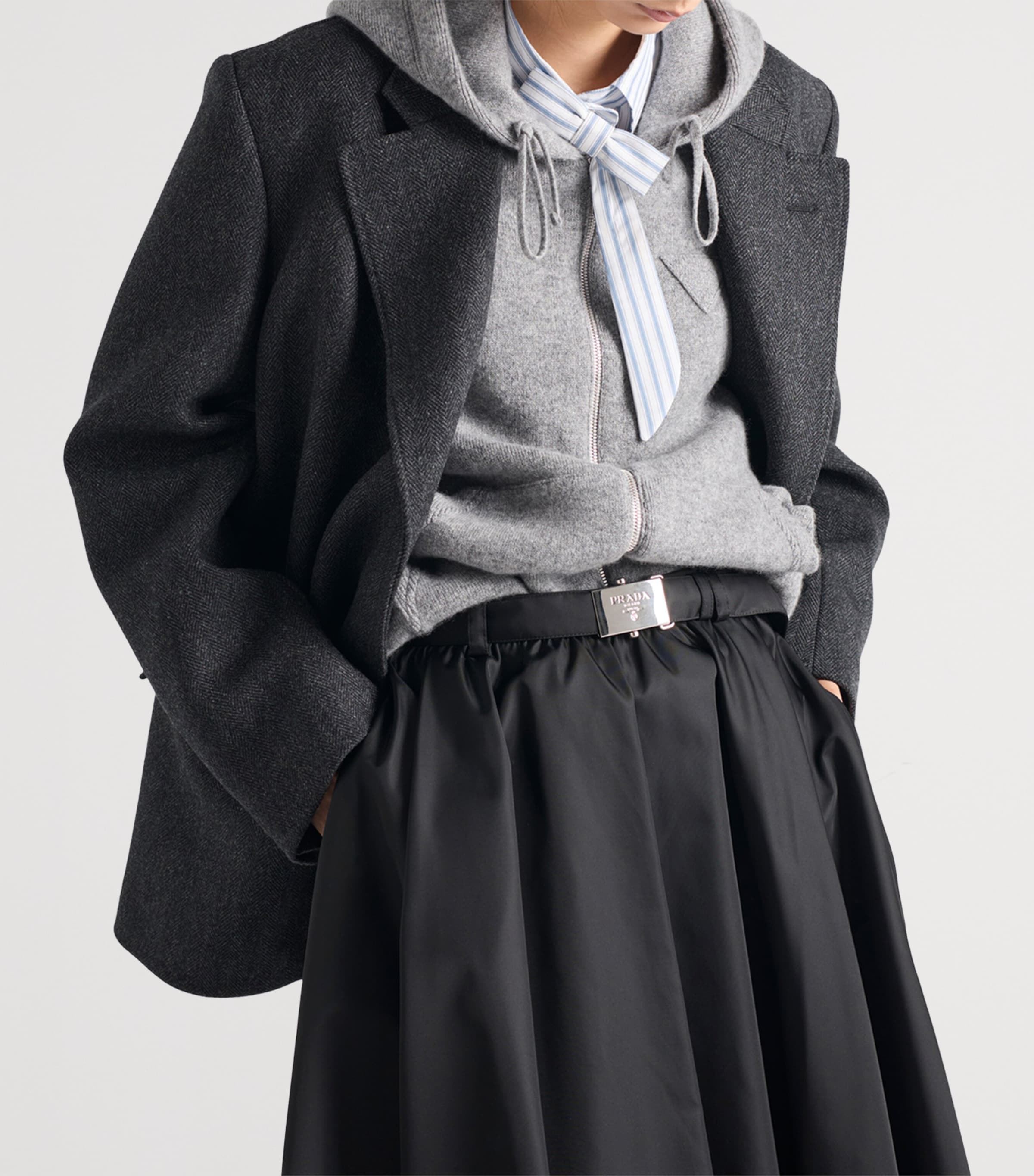 Re-Nylon Belted Midi Skirt F0002 Image 6