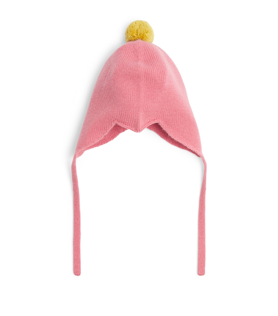Rosie Sugden Cashmere Pom-Pom Bonnet (0-24 Months) Venetian Rse/gld Dst Image 1