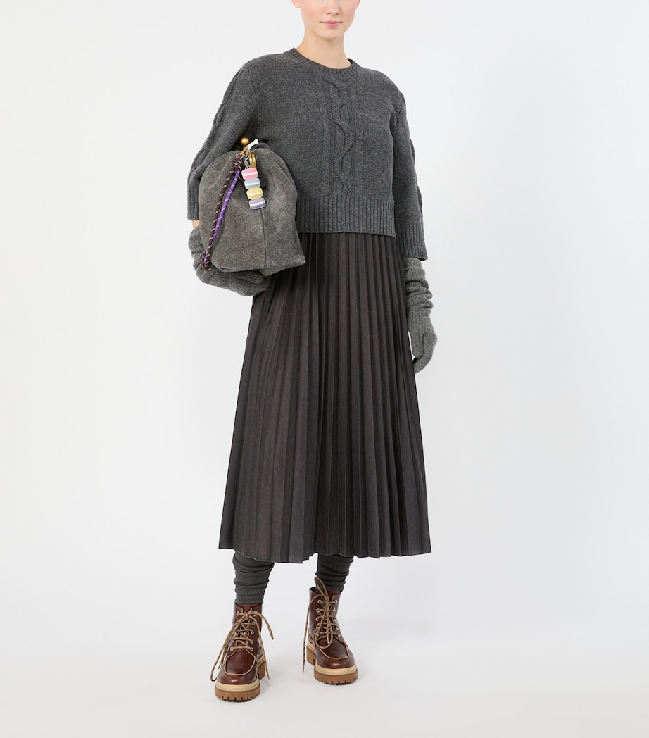Weekend Max Mara Womens Jersey Midi Dress with Virgin Wool Sweater Dark Grey Image 2