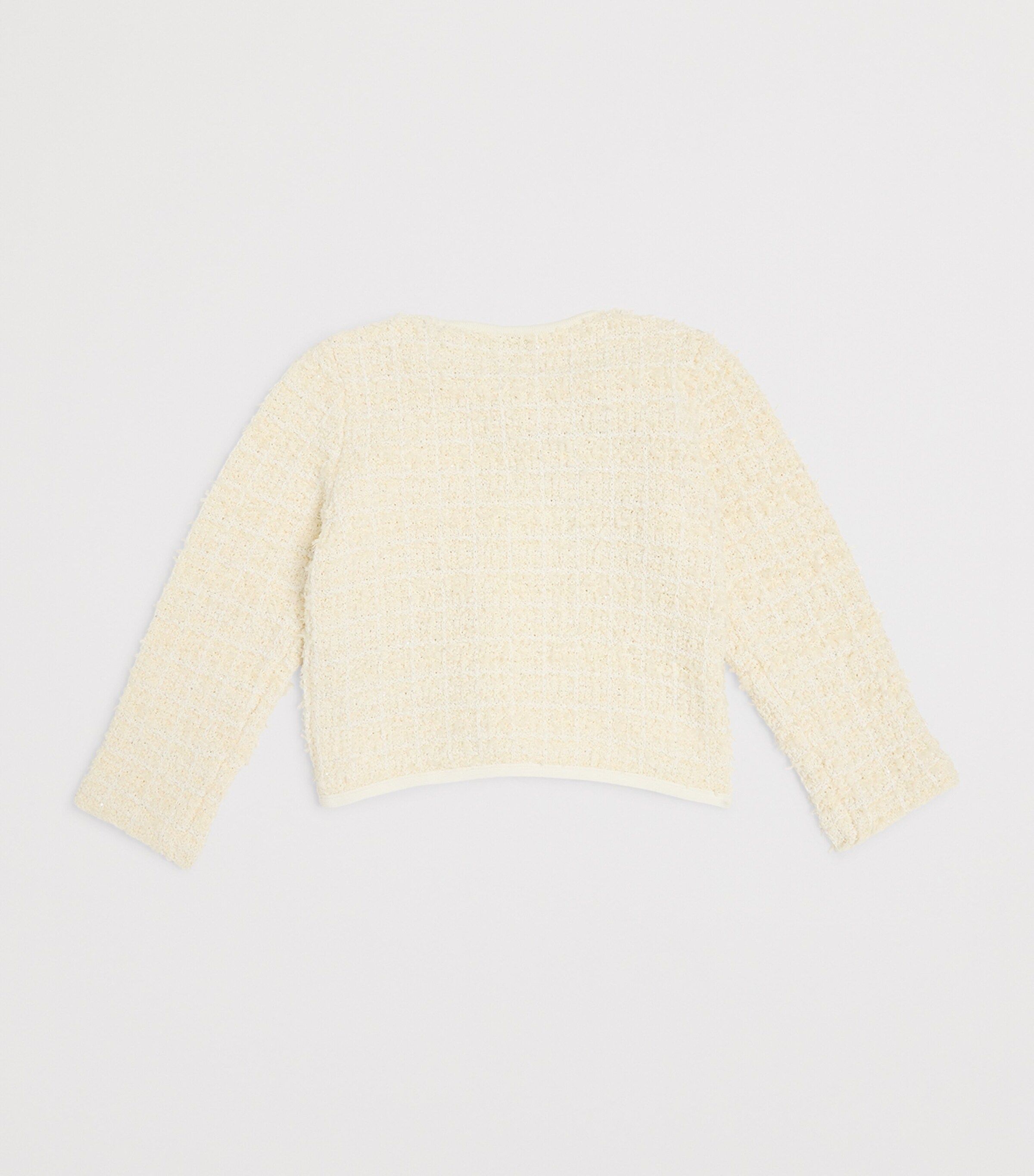Self-Portrait Kids Tweed Sequinned Cardigan (3-12 Years) Cream Image 2