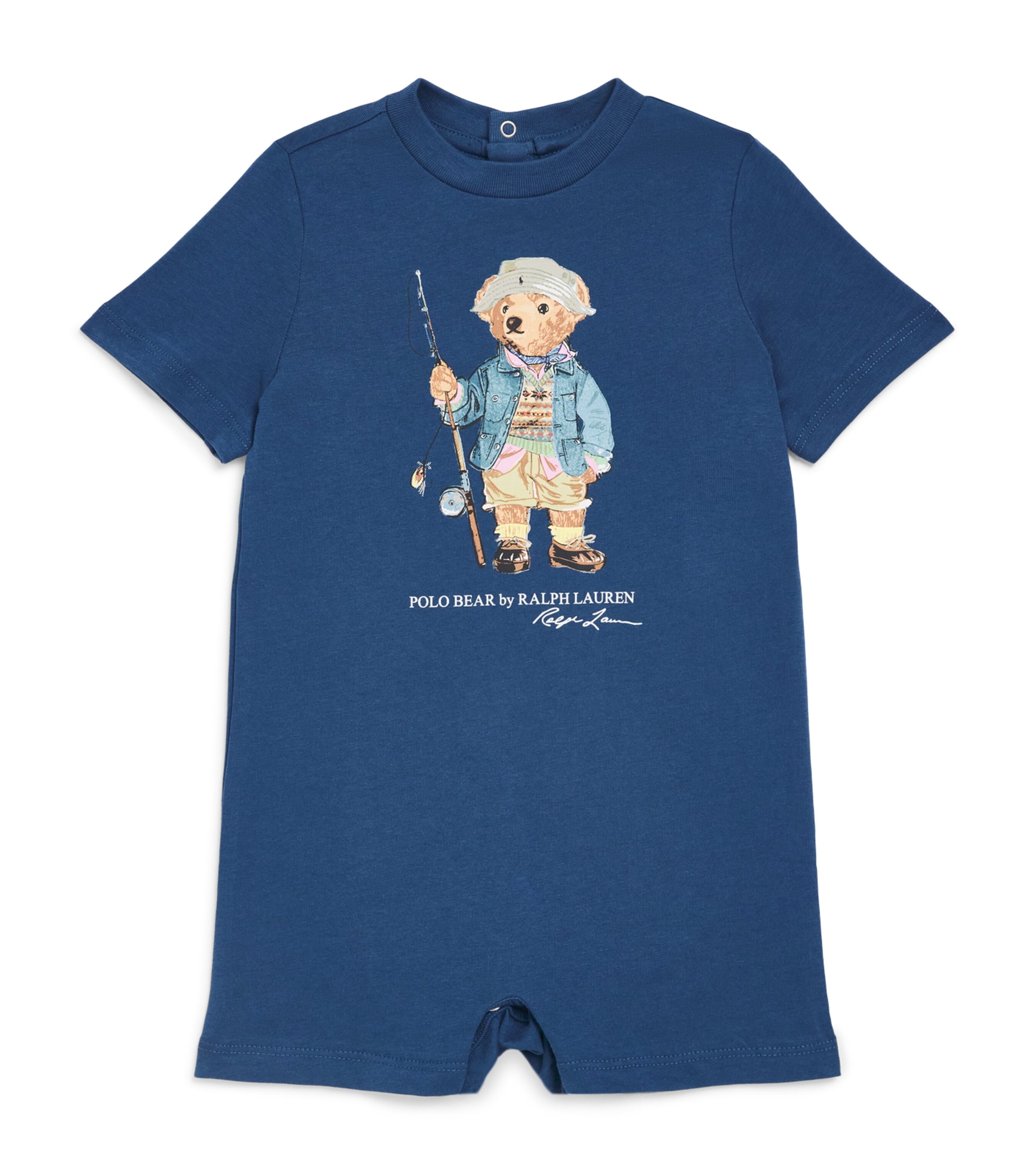 Ralph Lauren Kids Cotton Polo Bear Playsuit (3-12 Months) Old Royal Image 1