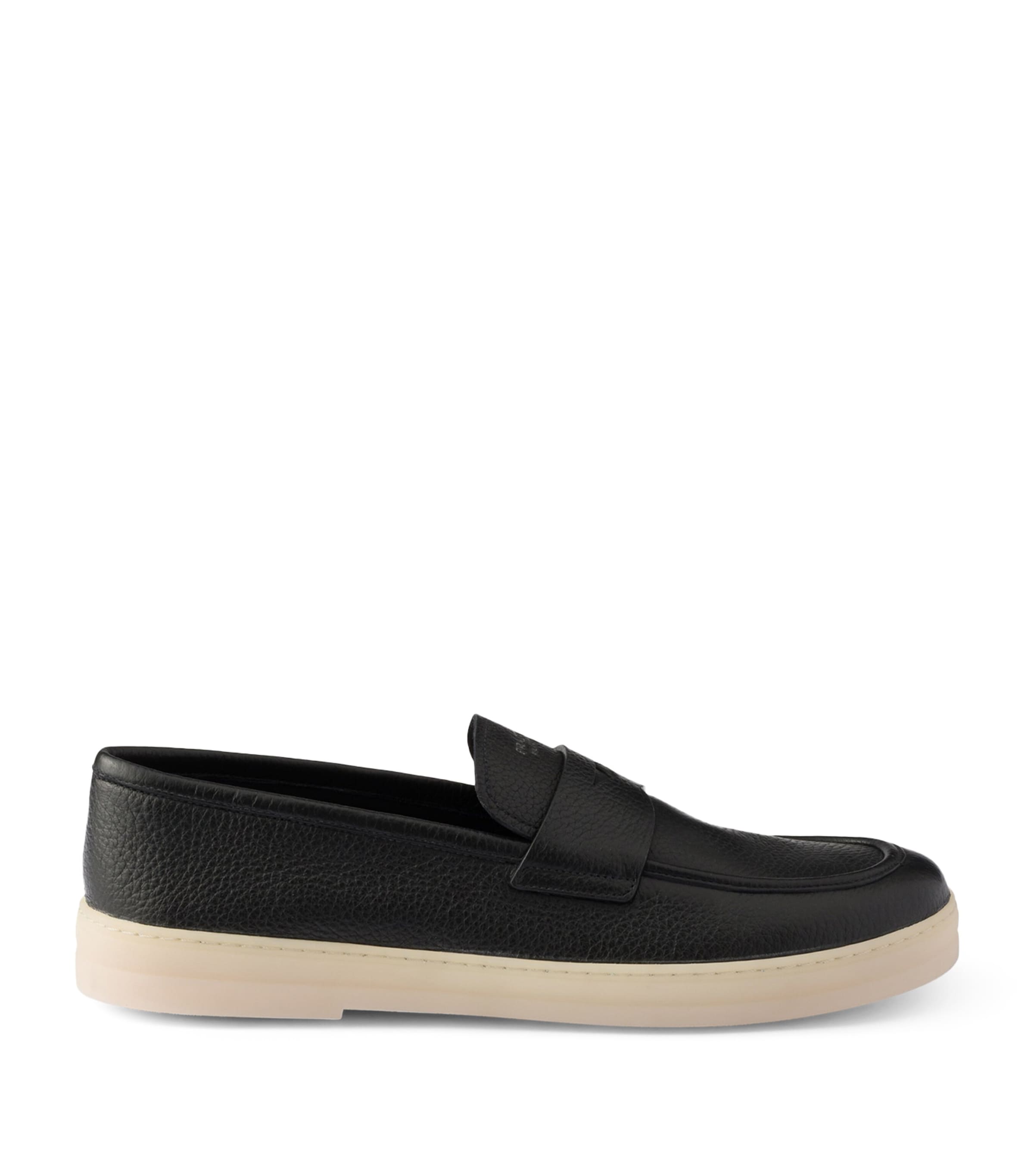 Prada Leather Logo Loafers Black Image 1