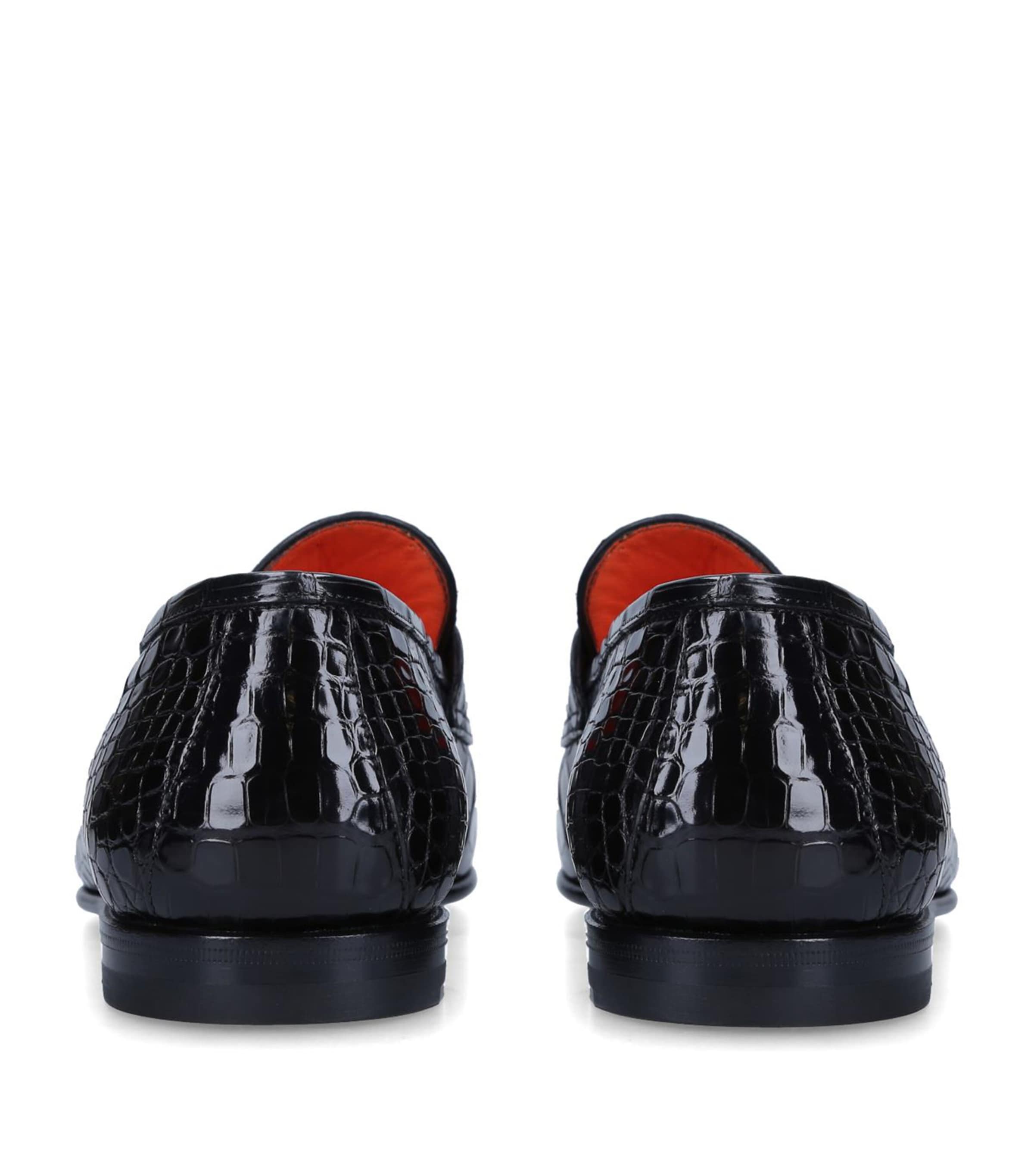 Santoni Alligator Carlos Loafers Black Image 2
