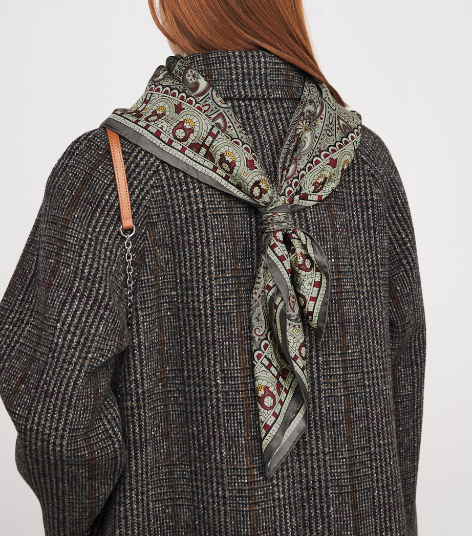 Silk Printed Square Scarf OLIVE GREEN Image 2