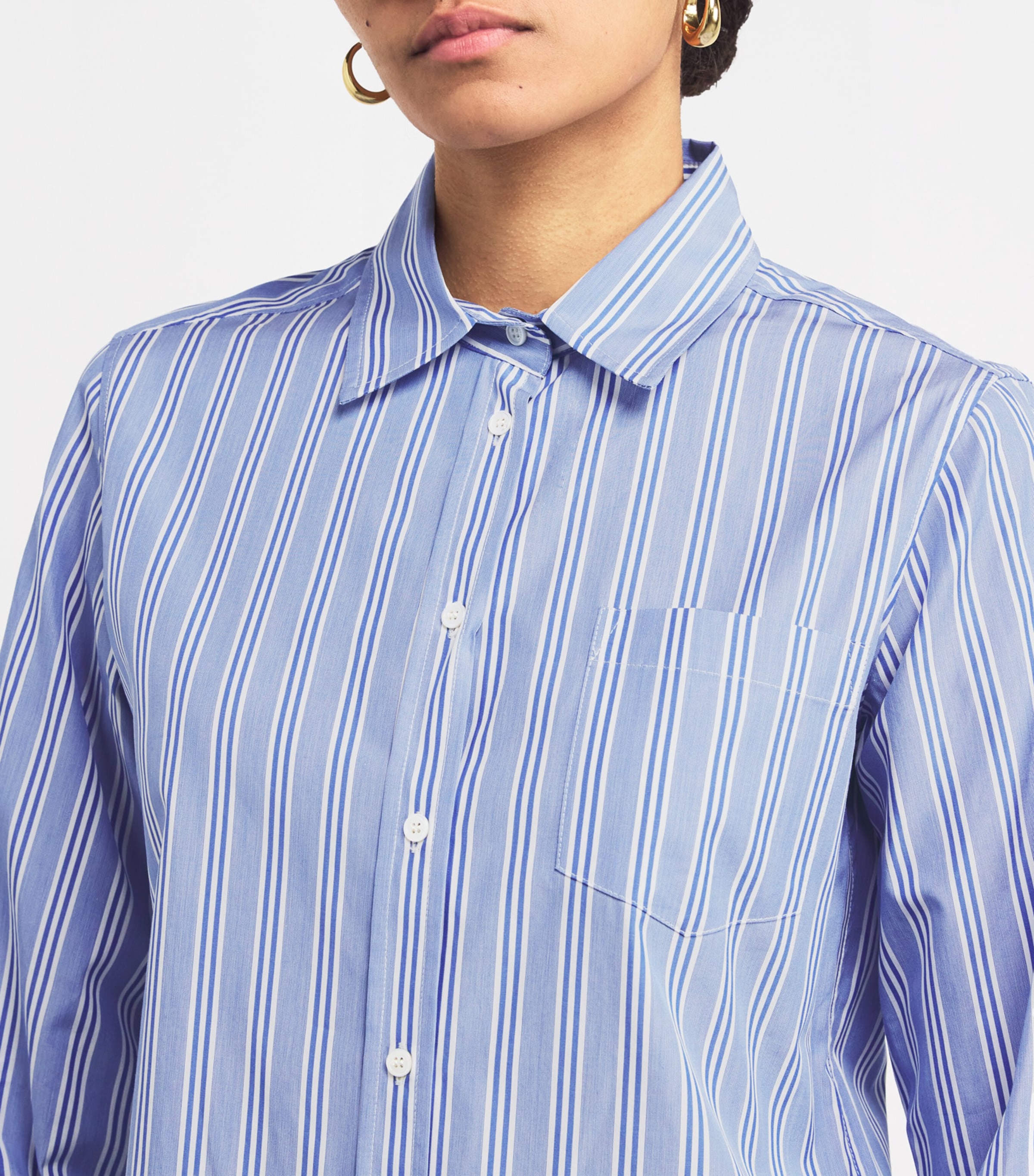 Cotton Poplin Stripe Shirt LIGHT BLUE Image 6
