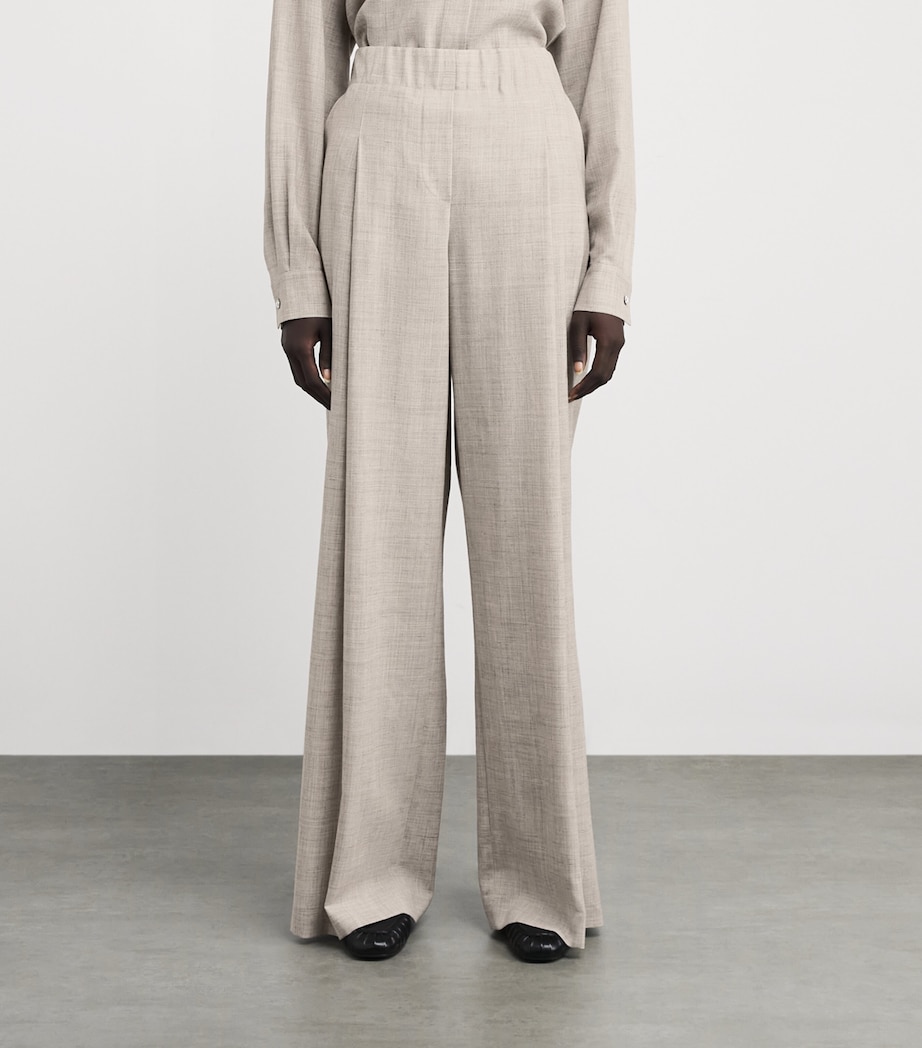 Wool-Cashmere Wide-Leg Trousers TAUPE MULTI Image 3