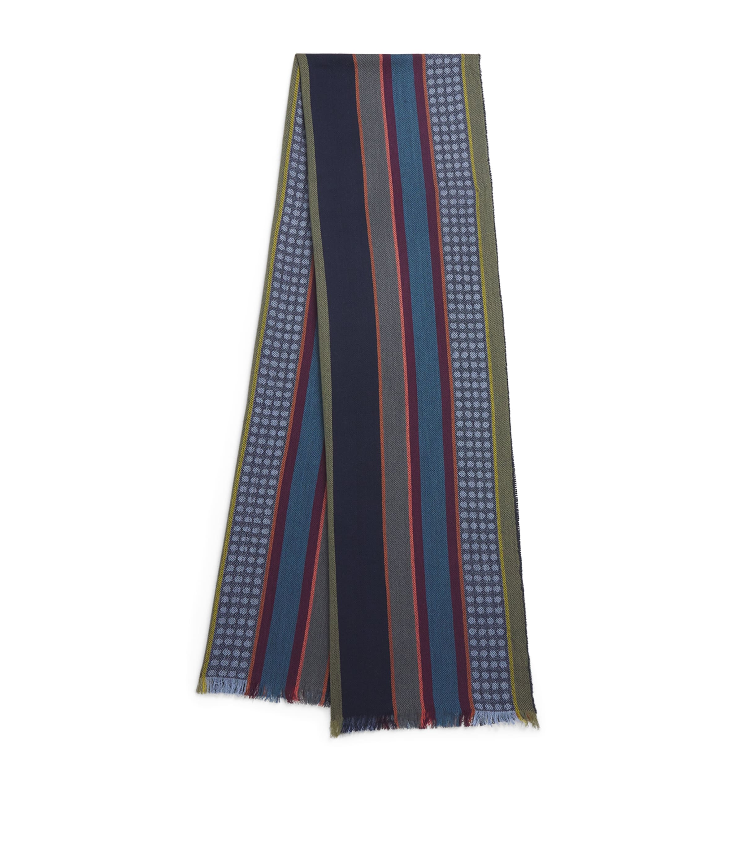 Paul Smith Wool-silk Artist Stripe Scarf In Blue