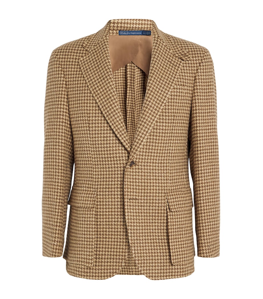 Linen, Wool and Silk Houndstooth Blazer BROWN Image 1