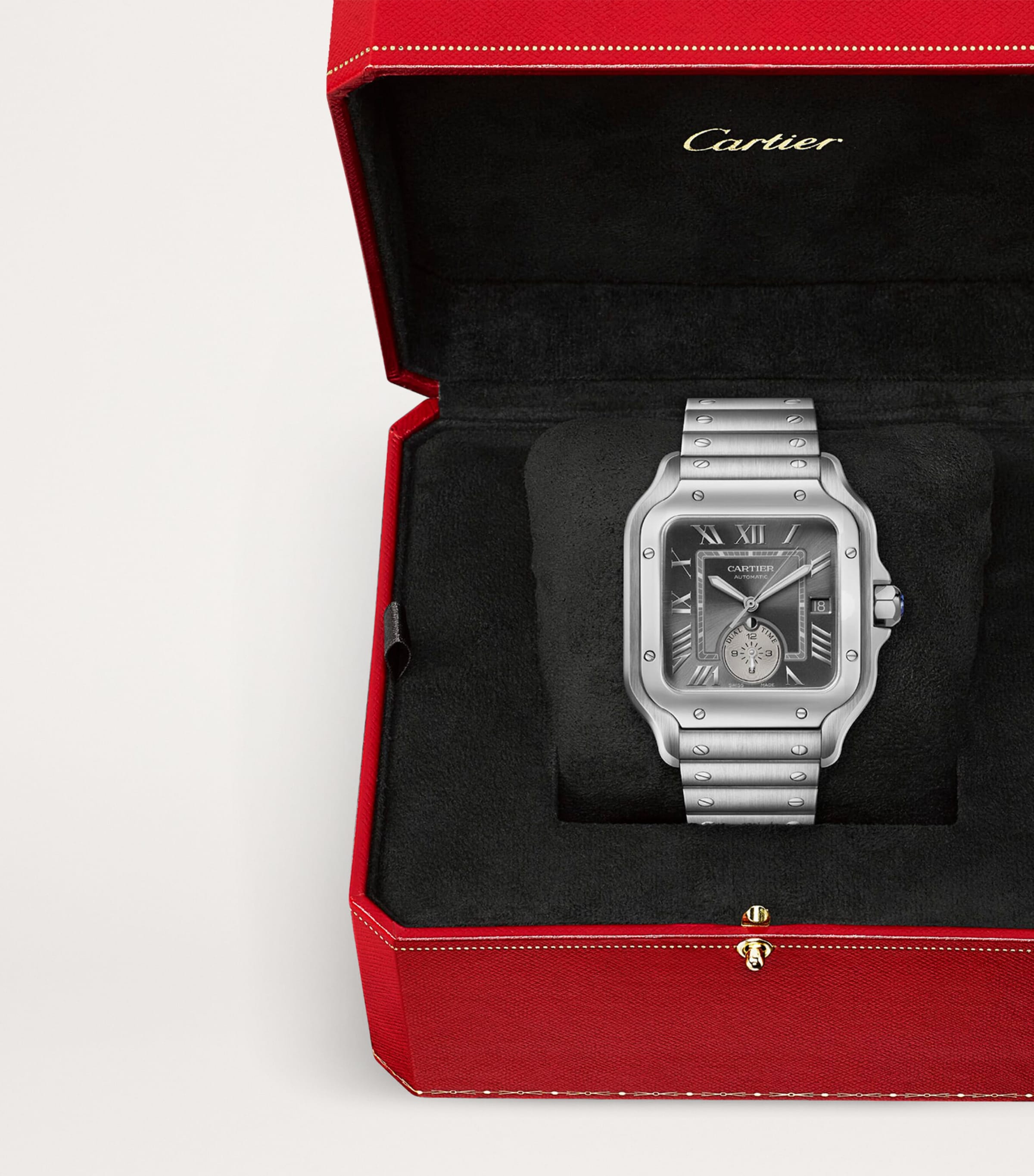 Cartier Rhodium-Plated Santos de Cartier Dual Time Watch 40.2mm Steel Image 4