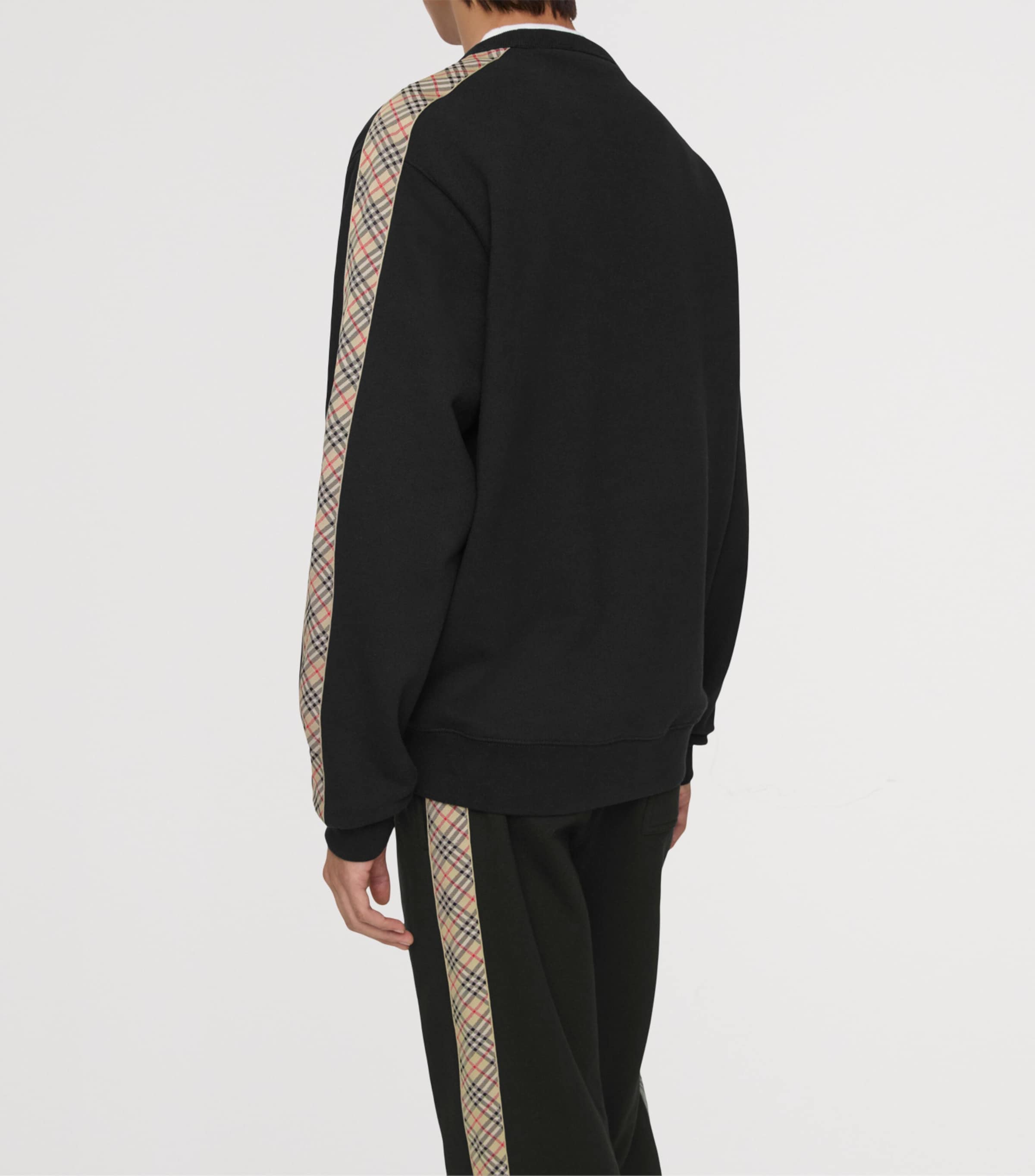 Cotton Check-Trim Sweatshirt BLACK Image 3