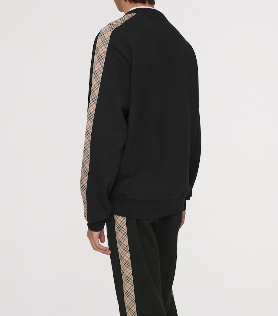 Cotton Check-Trim Sweatshirt BLACK Image 3